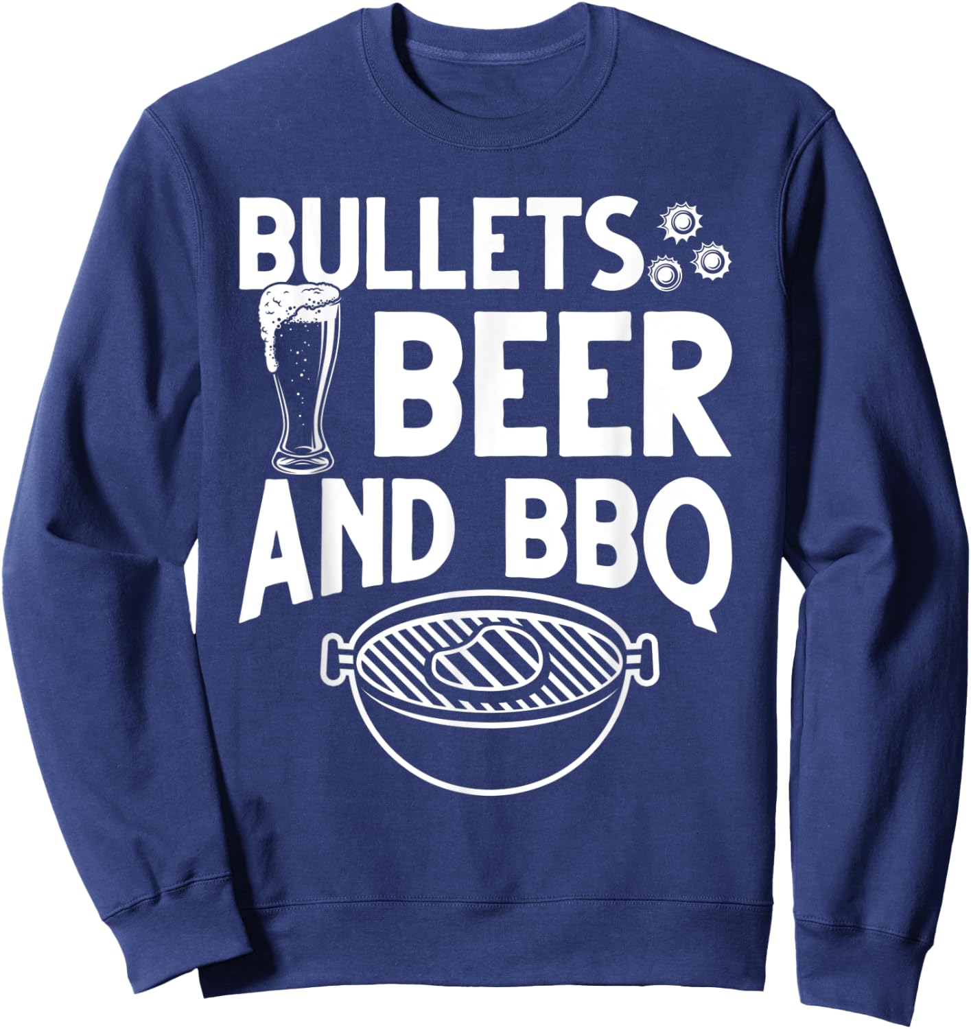 Bullets Beer And BBQ Sweatshirt - Sweatshirt | Navy
