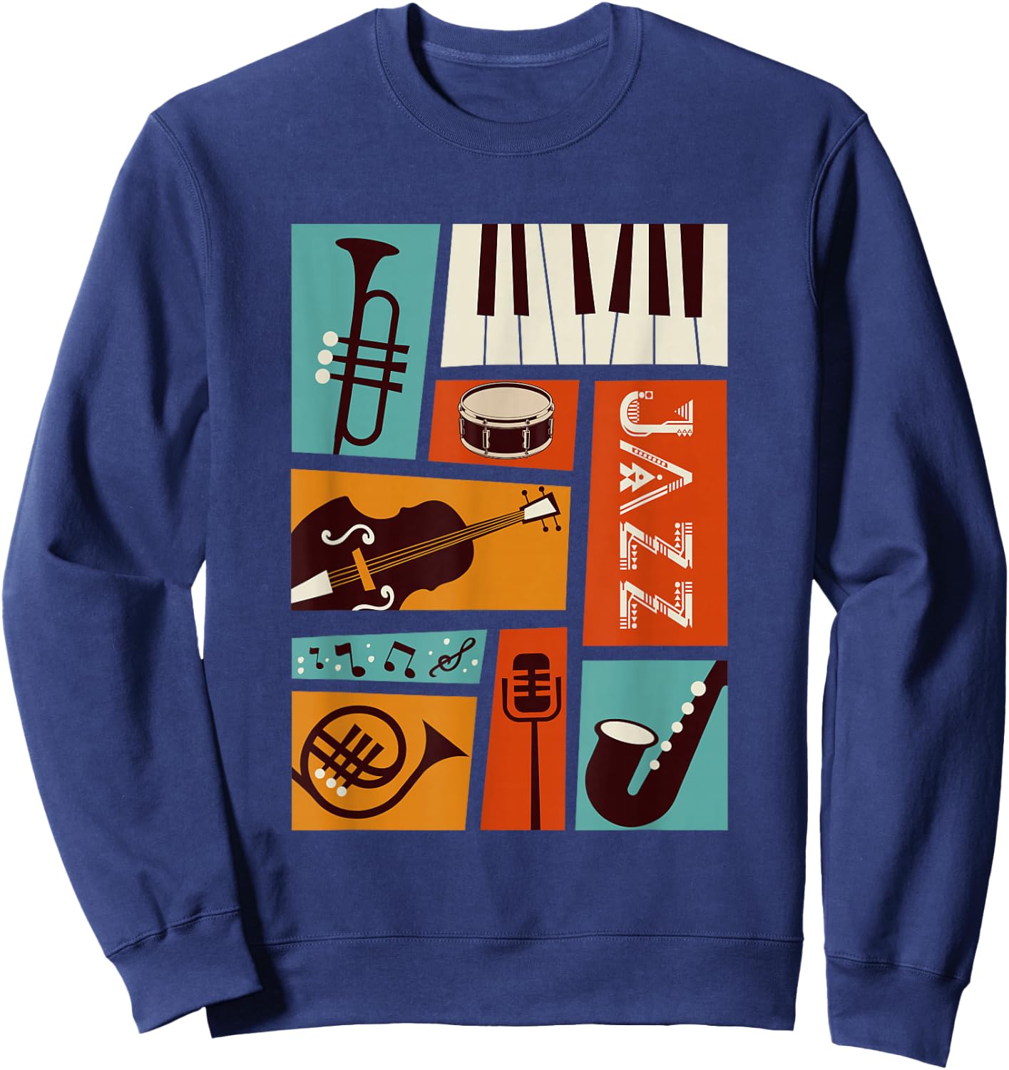 Jazz Snare Piano Music Jazz Band Musiker Saxophon Trompete Sweatshirt - Sweatshirt | Navy