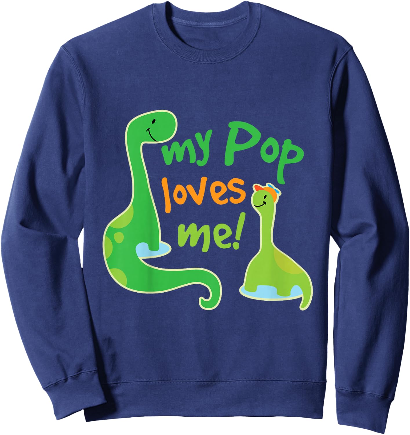 Kids My Pop Loves Me Grandson Dinosaur Sweatshirt - Sweatshirt | Navy