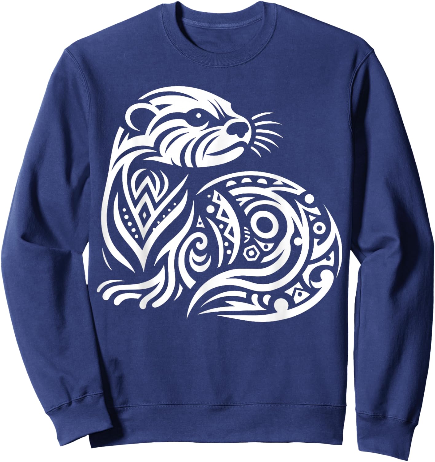 Tribal North American River Otter Sweatshirt - Sweatshirt | Navy