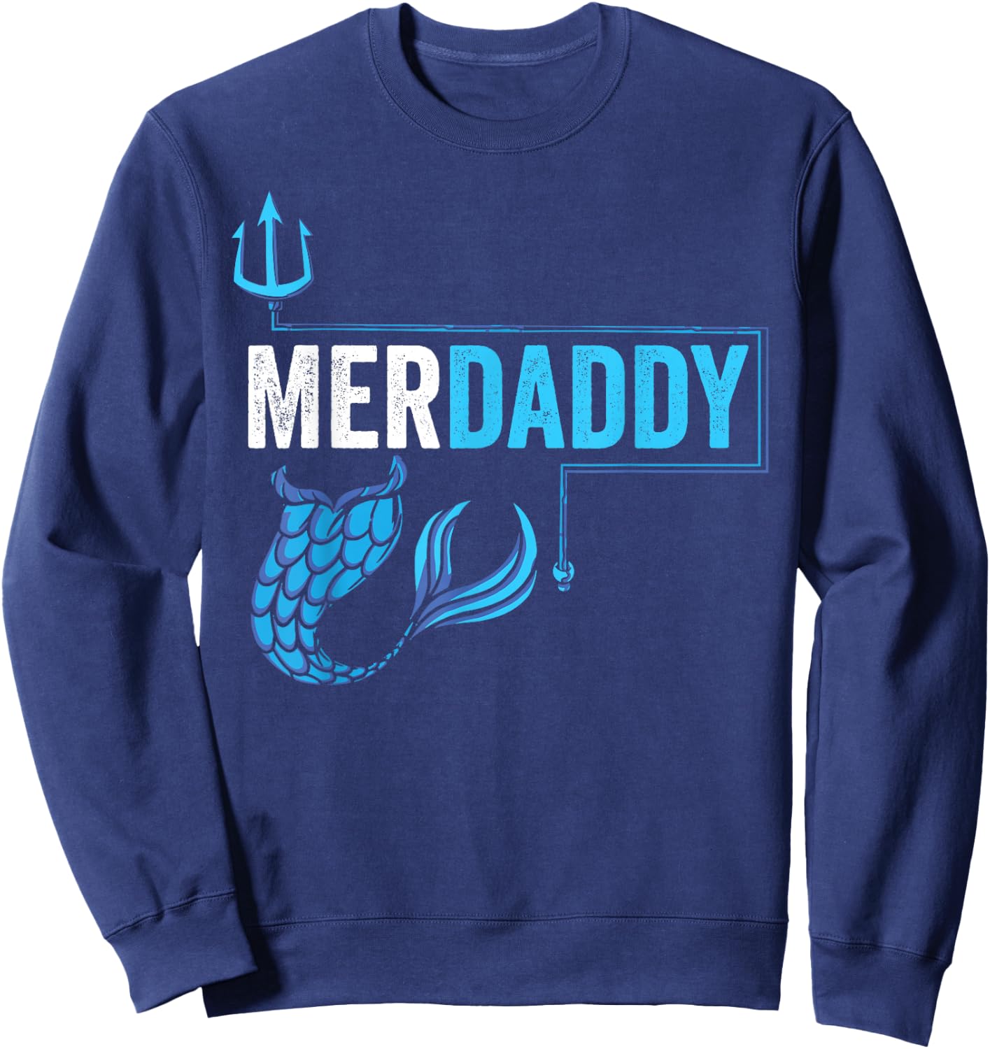 Merdaddy Merdad Mermaid Safety Retro Father's Day Sweatshirt - Sweatshirt | Navy