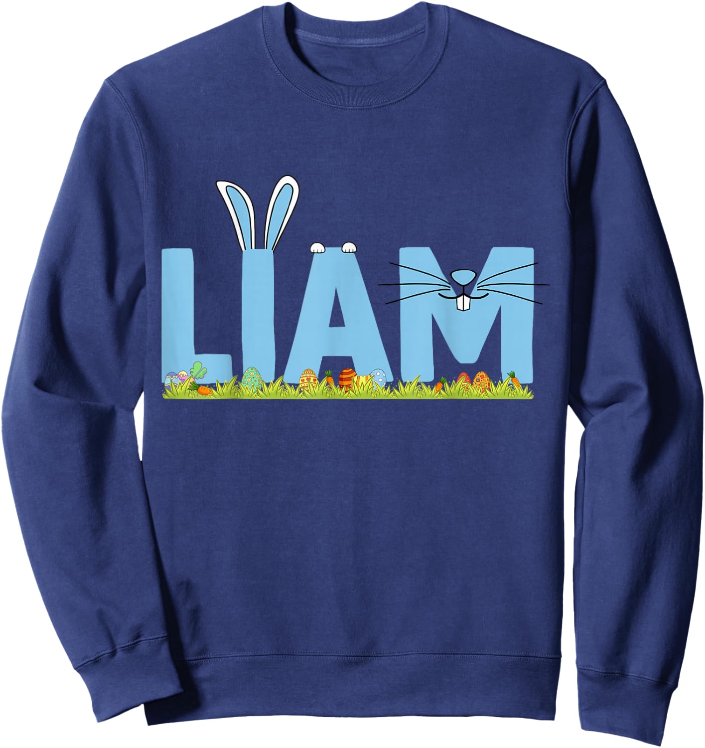 Happy Easter Day Bunny Rabbit Kids Cute Love Liam Sweatshirt - Sweatshirt | Navy