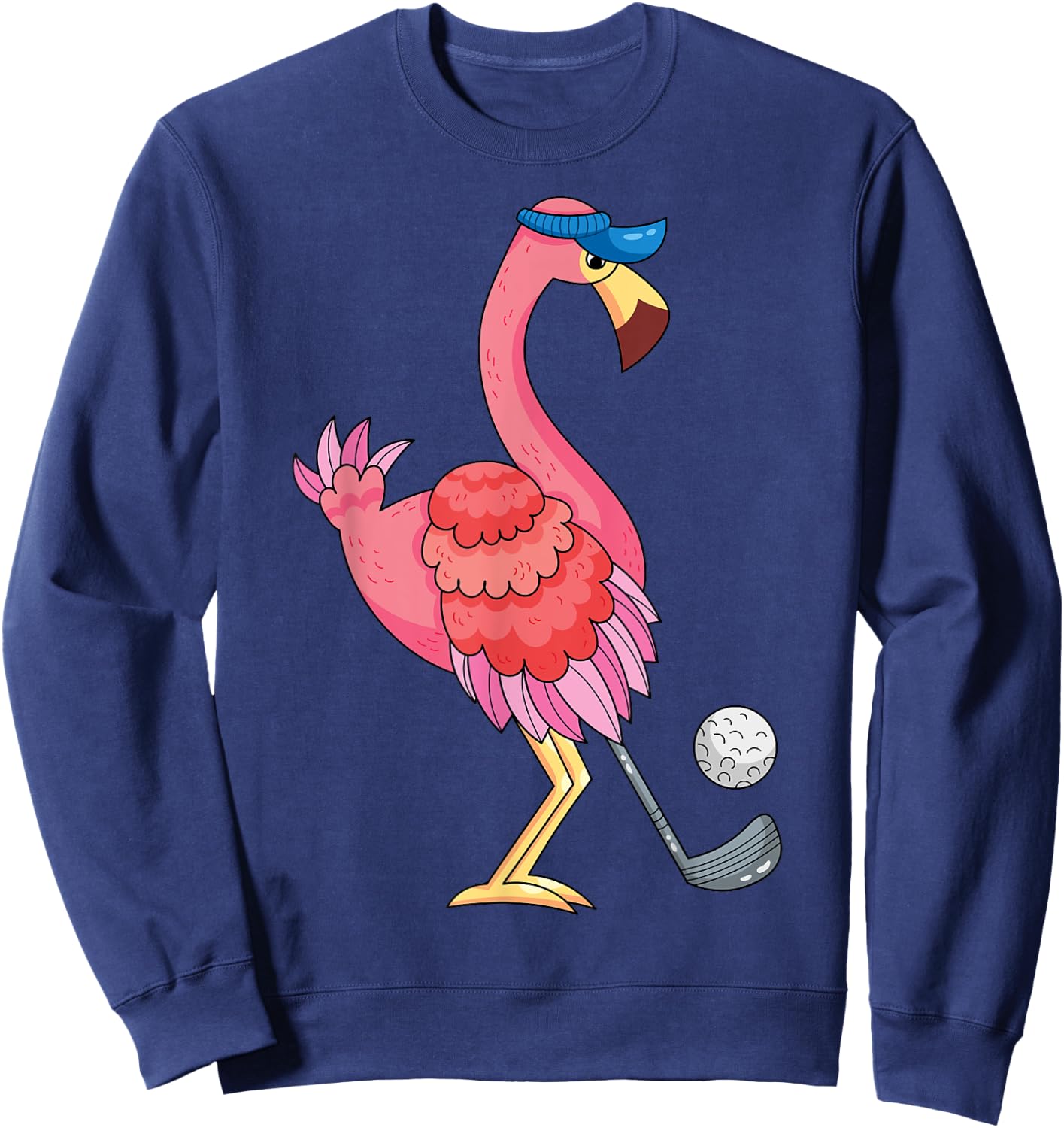 Funny Flamingo Playing Golf Flamingo Golfing Flamingo Golf Sweatshirt - Sweatshirt | Navy