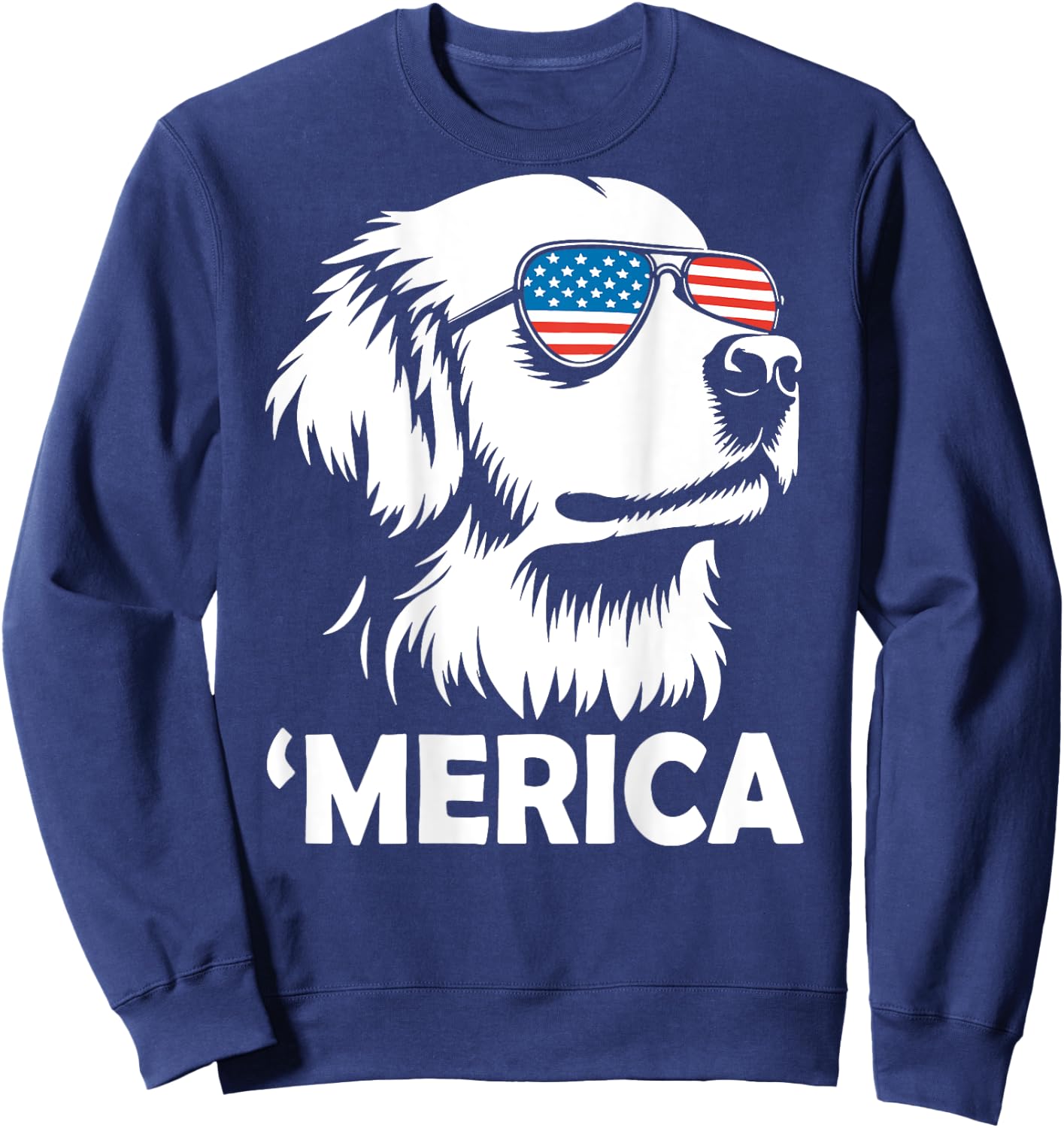 Golden Retriever 4th of July Merica Sweatshirt - Sweatshirt | Navy