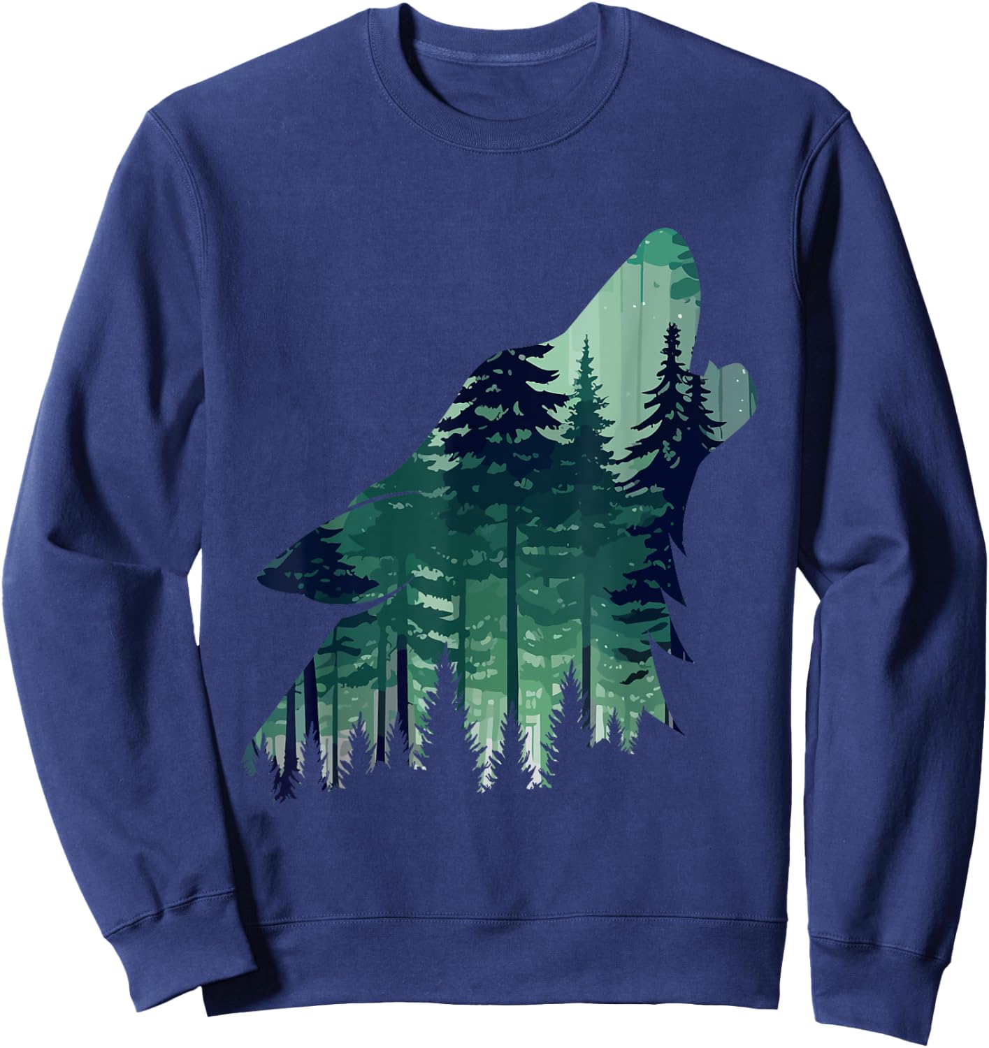 Landscape Animal Art Nature Forest Wolf Howling , Black, S Sweatshirt - Sweatshirt | Navy