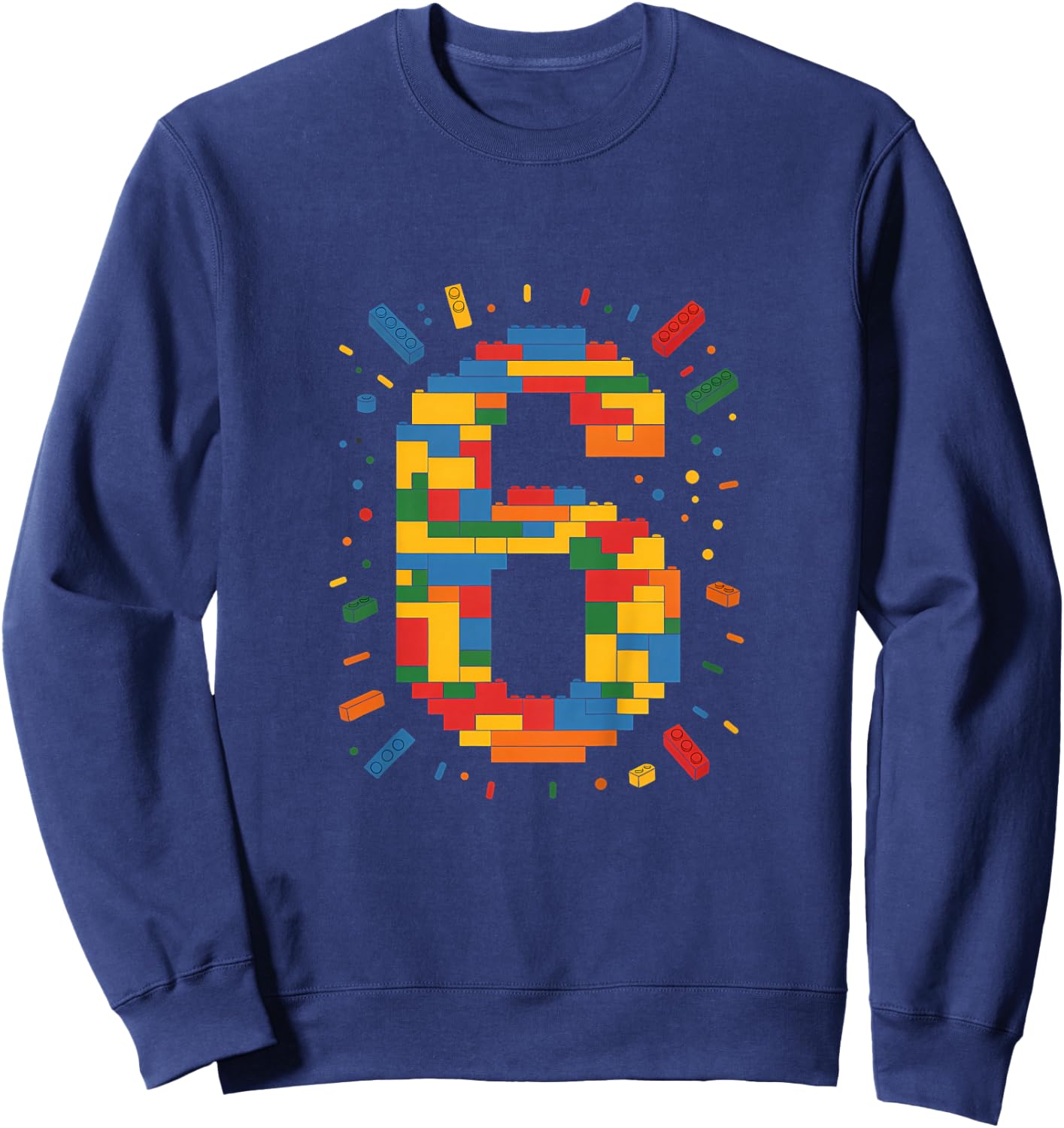Ich Bin 6 Bausteine Geburtstag Klemmbausteine 6. Geburtstag Sweatshirt - Sweatshirt | Navy