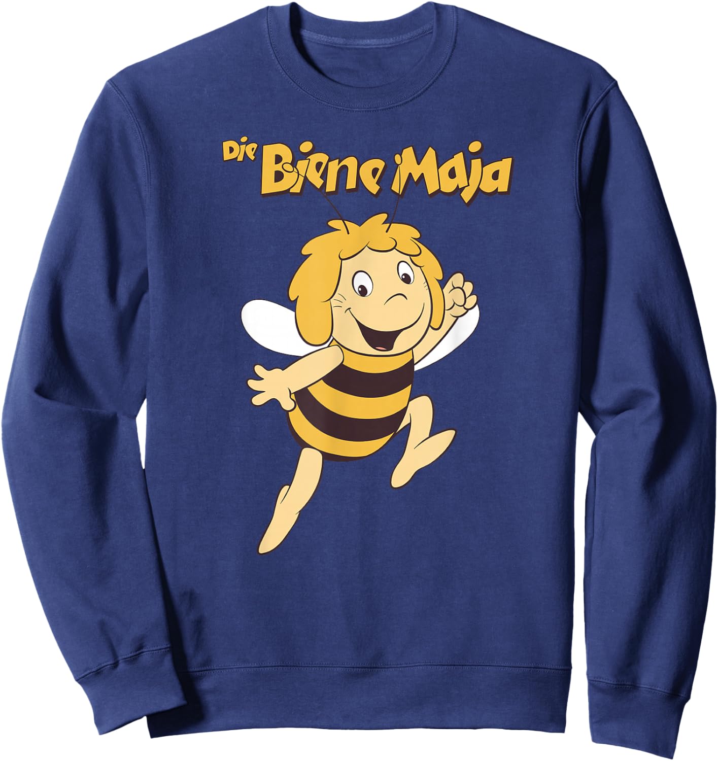 Maya the Bee Retro Pattern Cartoon TV Series Logo , Black, S Sweatshirt - Sweatshirt | Navy