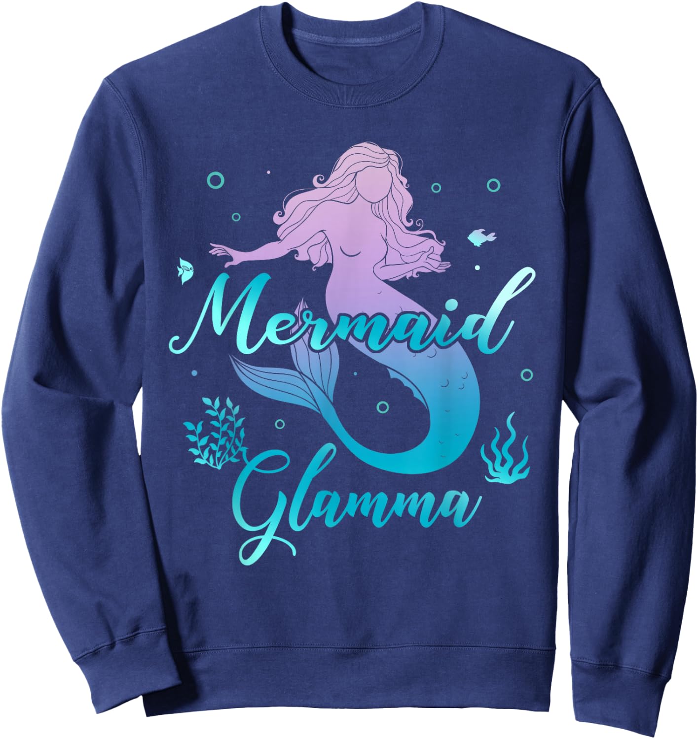 Mermaid Glamma Matching Mermaid Squad Birthday Party Sweatshirt - Sweatshirt | Navy