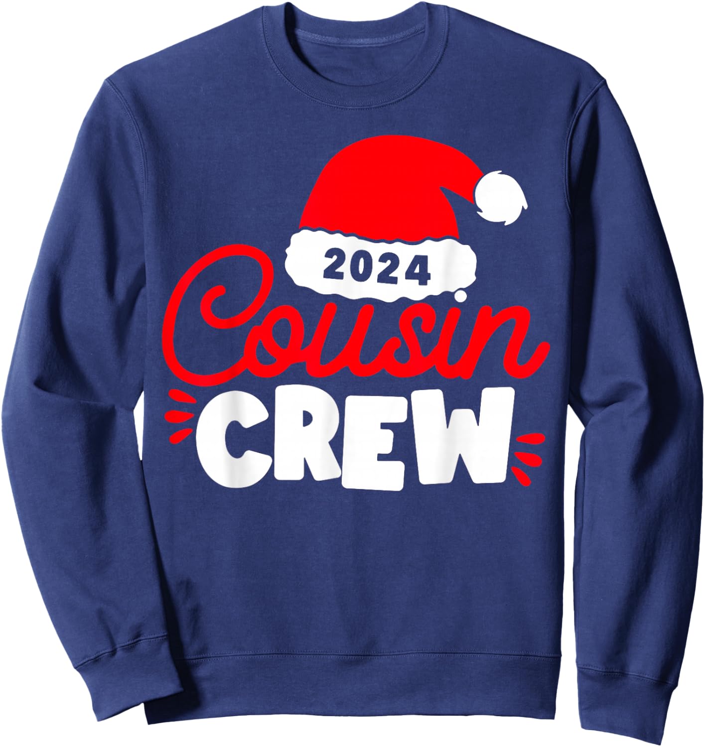 Funny Cousin Crew Santa Hat Matching Christmas Family Group Sweatshirt - Sweatshirt | Navy