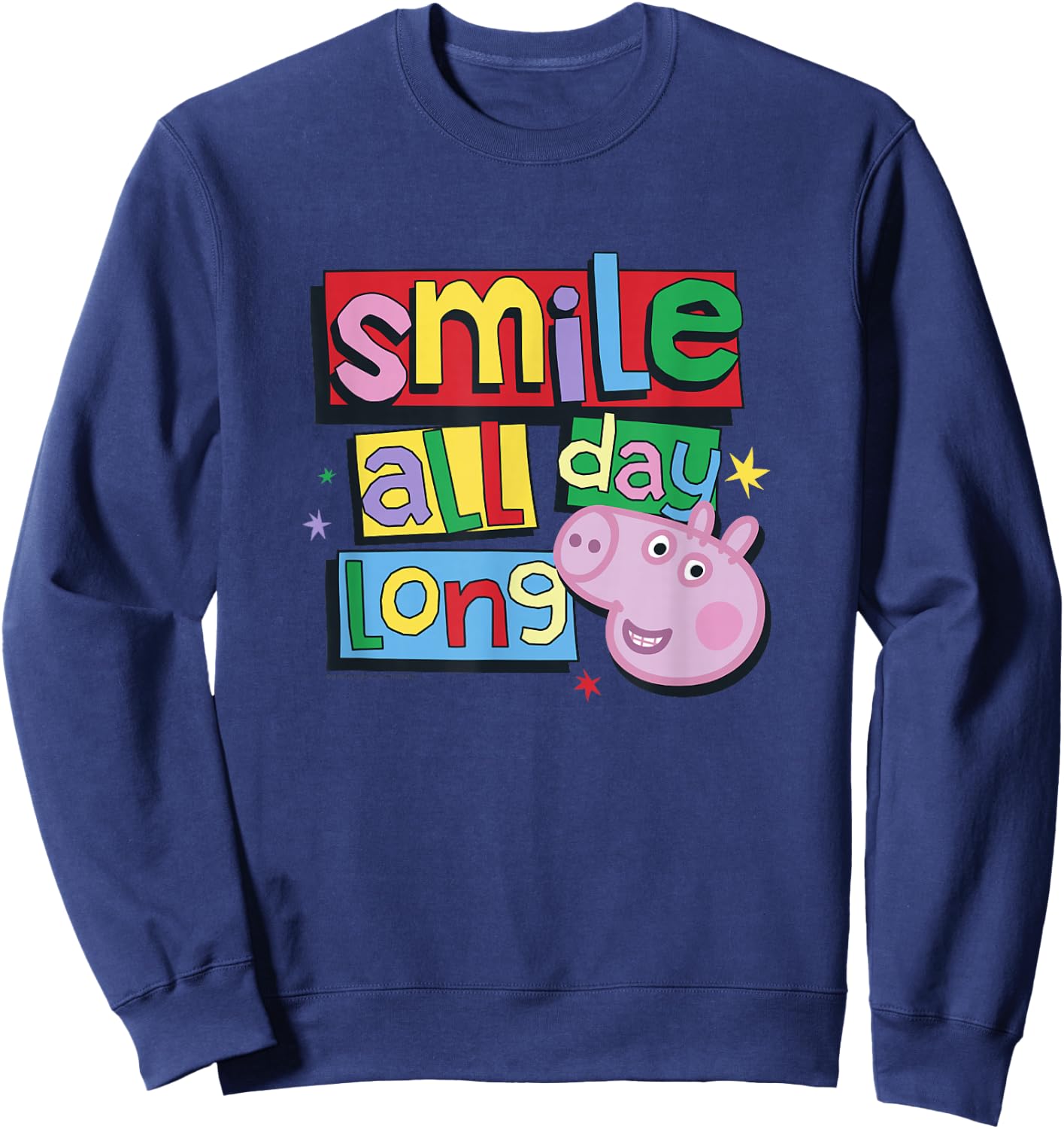 Peppa Pig Smile All Day Long Cute Colorful Portrait Sweatshirt - Sweatshirt | Navy