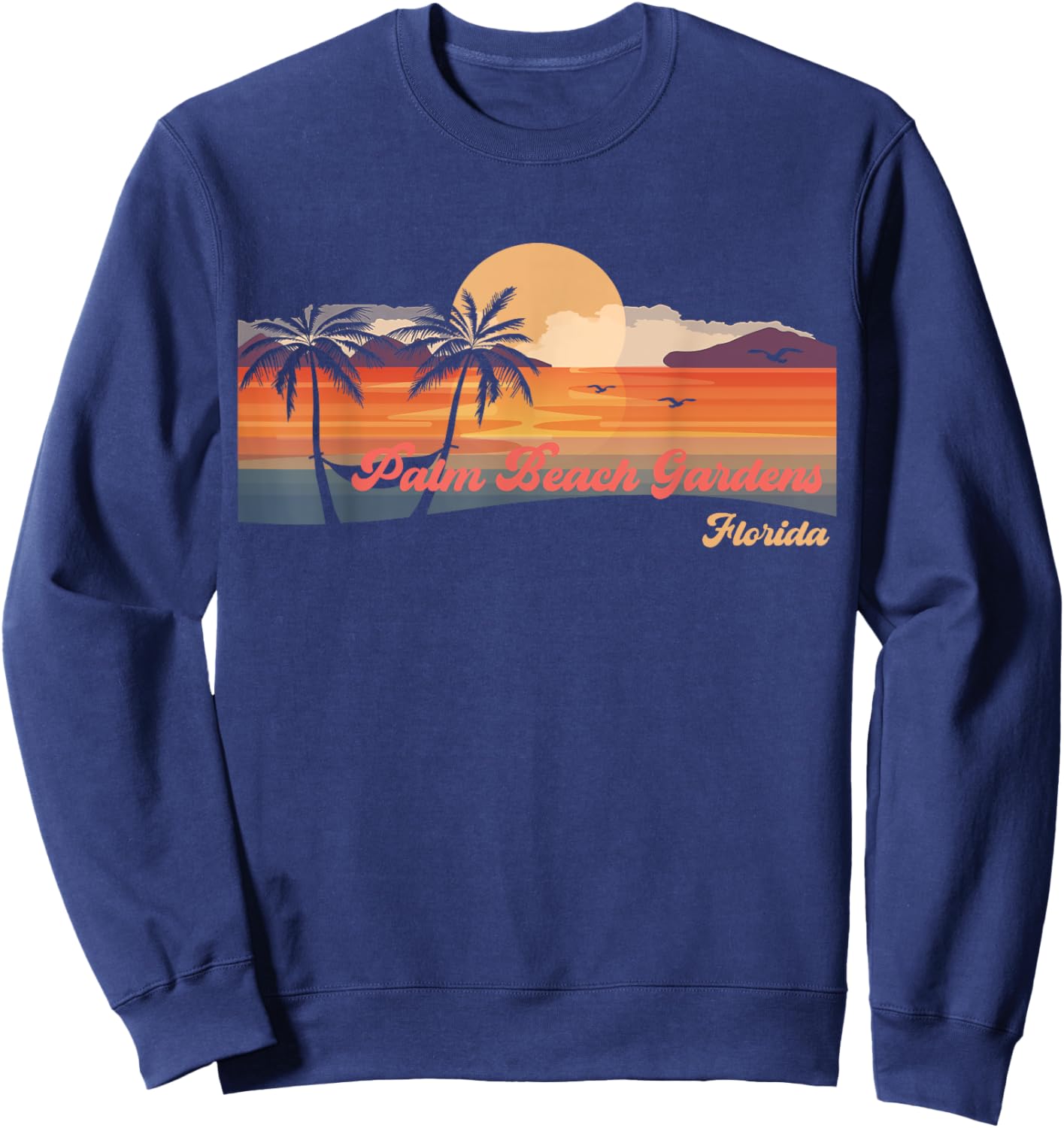 Vintage Palm Beach Gardens Florida Beach Men Women Sweatshirt - Sweatshirt | Navy