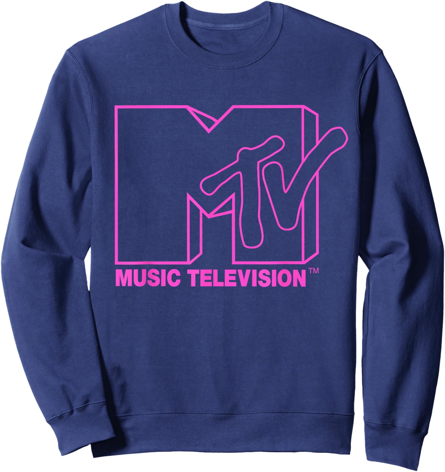 MTV - Neon Pink Logo Outline Sweatshirt - Sweatshirt | Navy