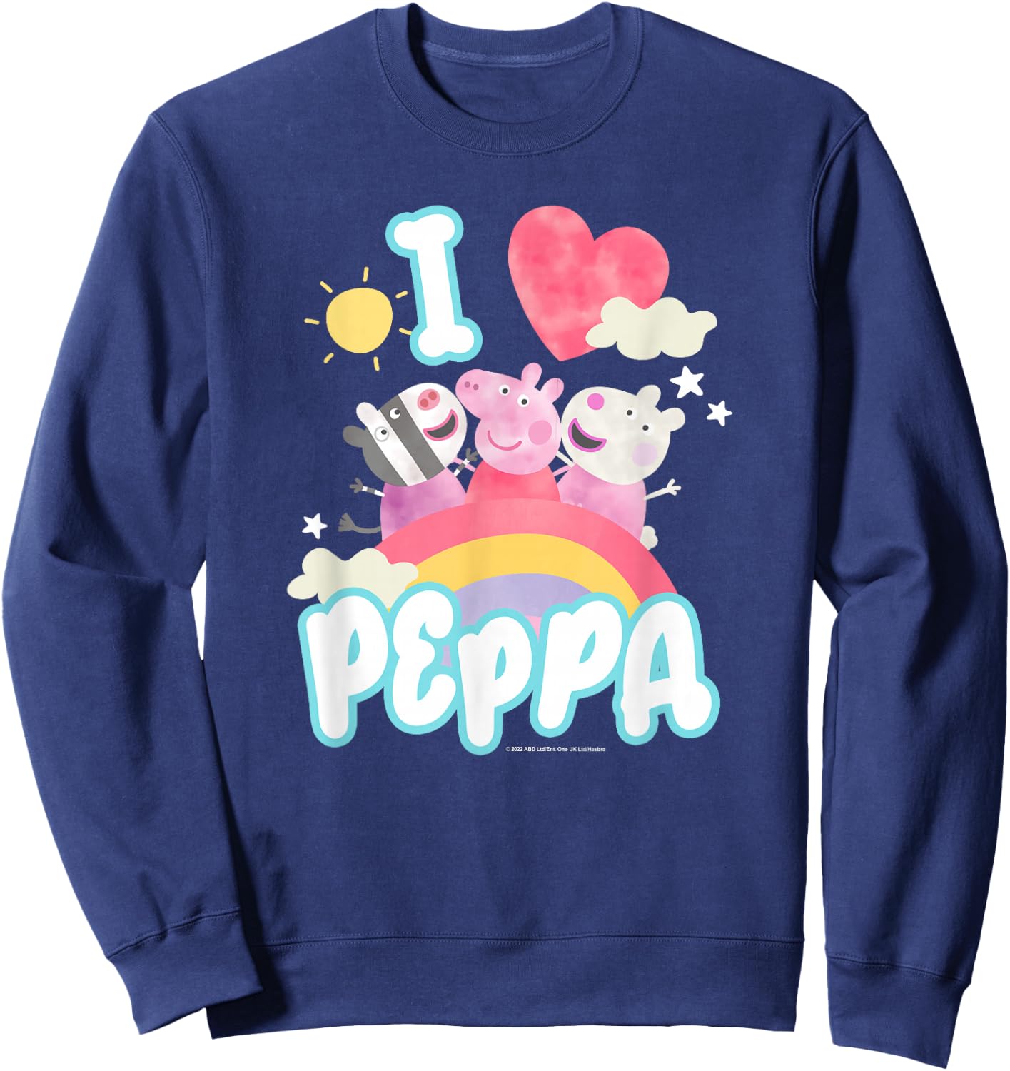 Peppa Pig Group Shot I Love Peppa Rainbow Friendship Logo Sweatshirt - Sweatshirt | Navy