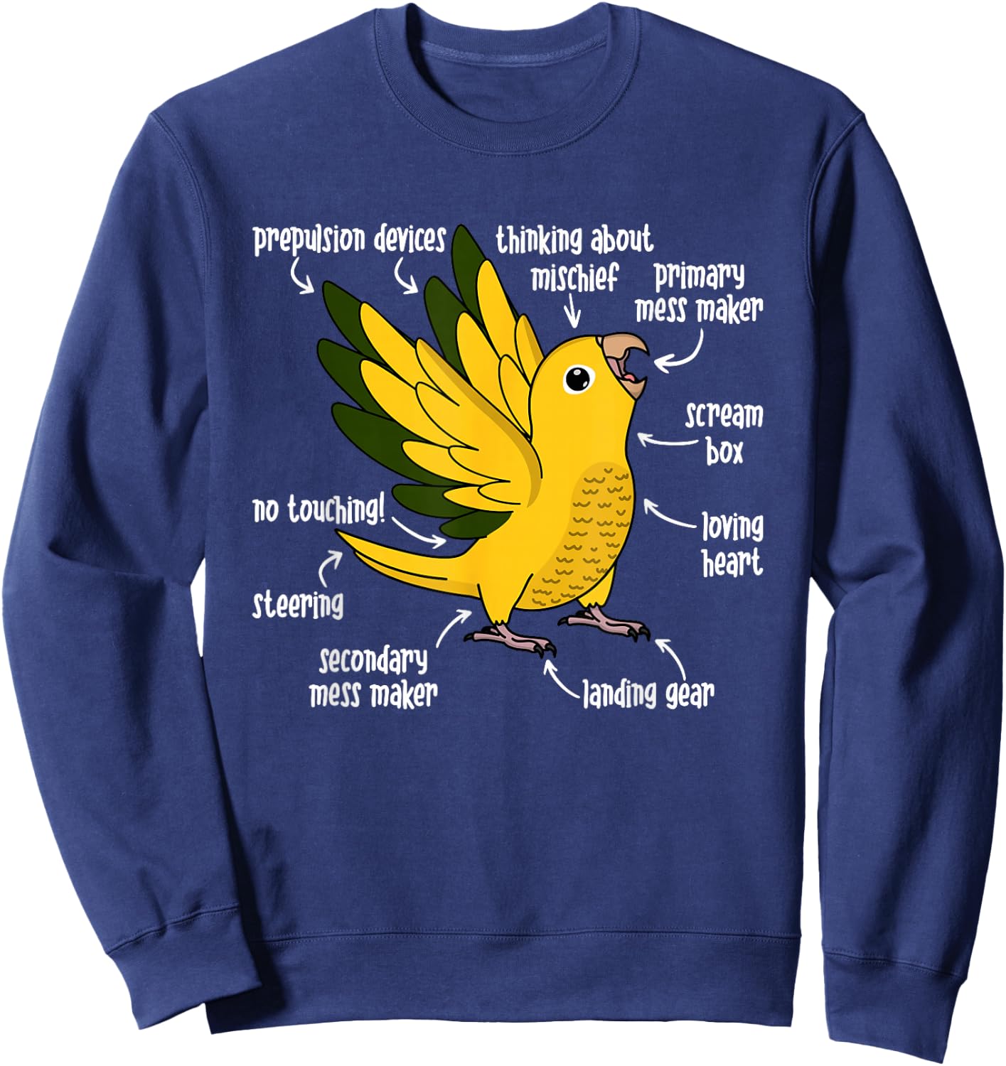 Parrot Anatomy I Golden Conure Sweatshirt - Sweatshirt | Navy