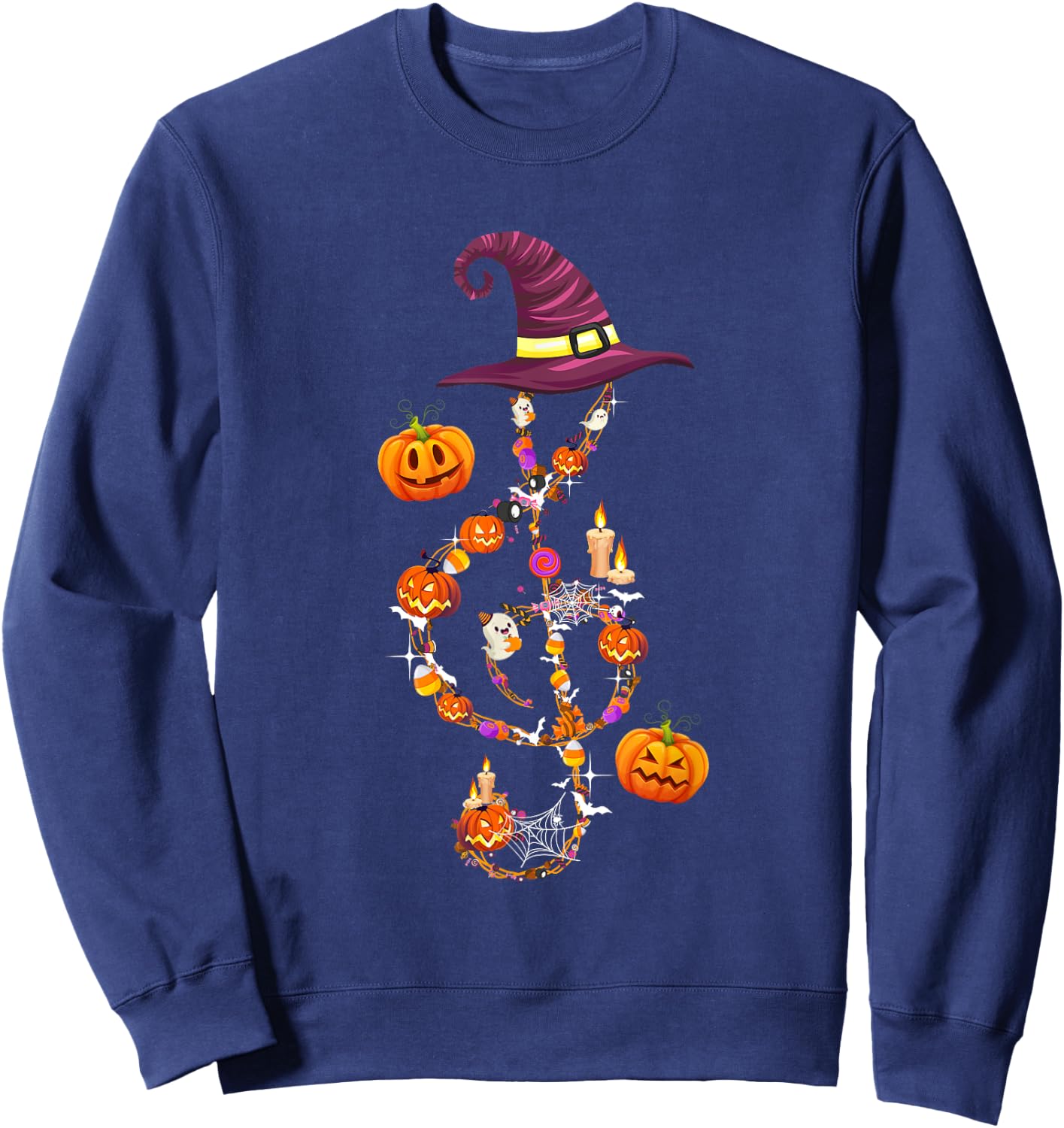 Music Note Symbol Halloween Clef Musical Teacher Music Lover Women Kids Sweatshirt - Sweatshirt | Navy