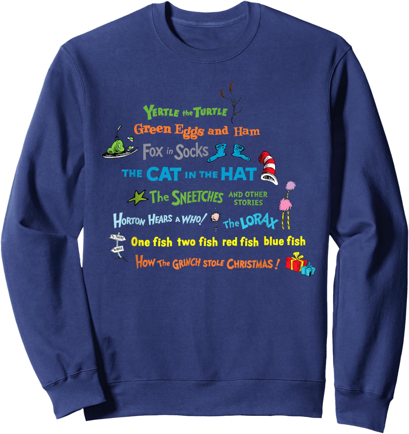 Dr. Seuss Book Title Sweatshirt - Sweatshirt | Navy