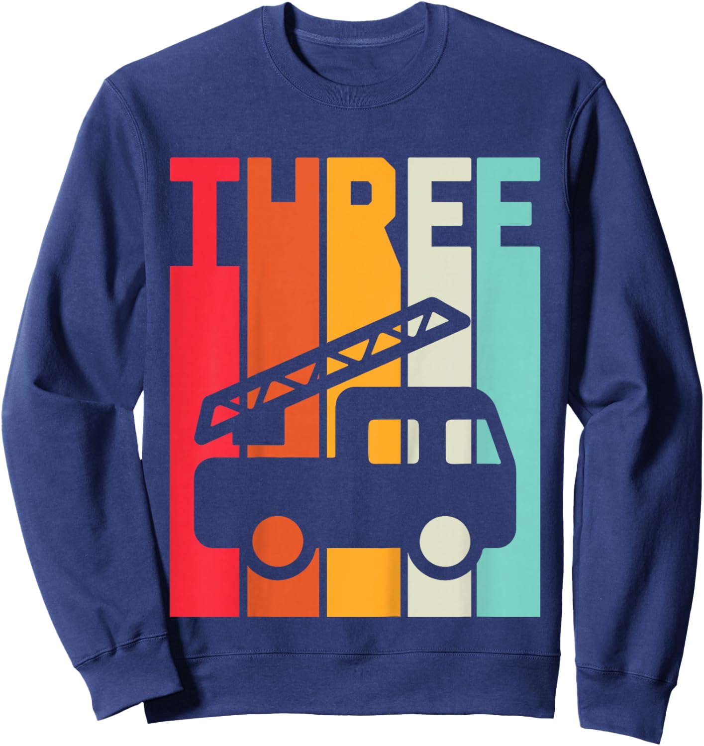 Fire Truck 3rd Birthday Boys Firefighter Fireman 3 Years Sweatshirt - Sweatshirt | Navy