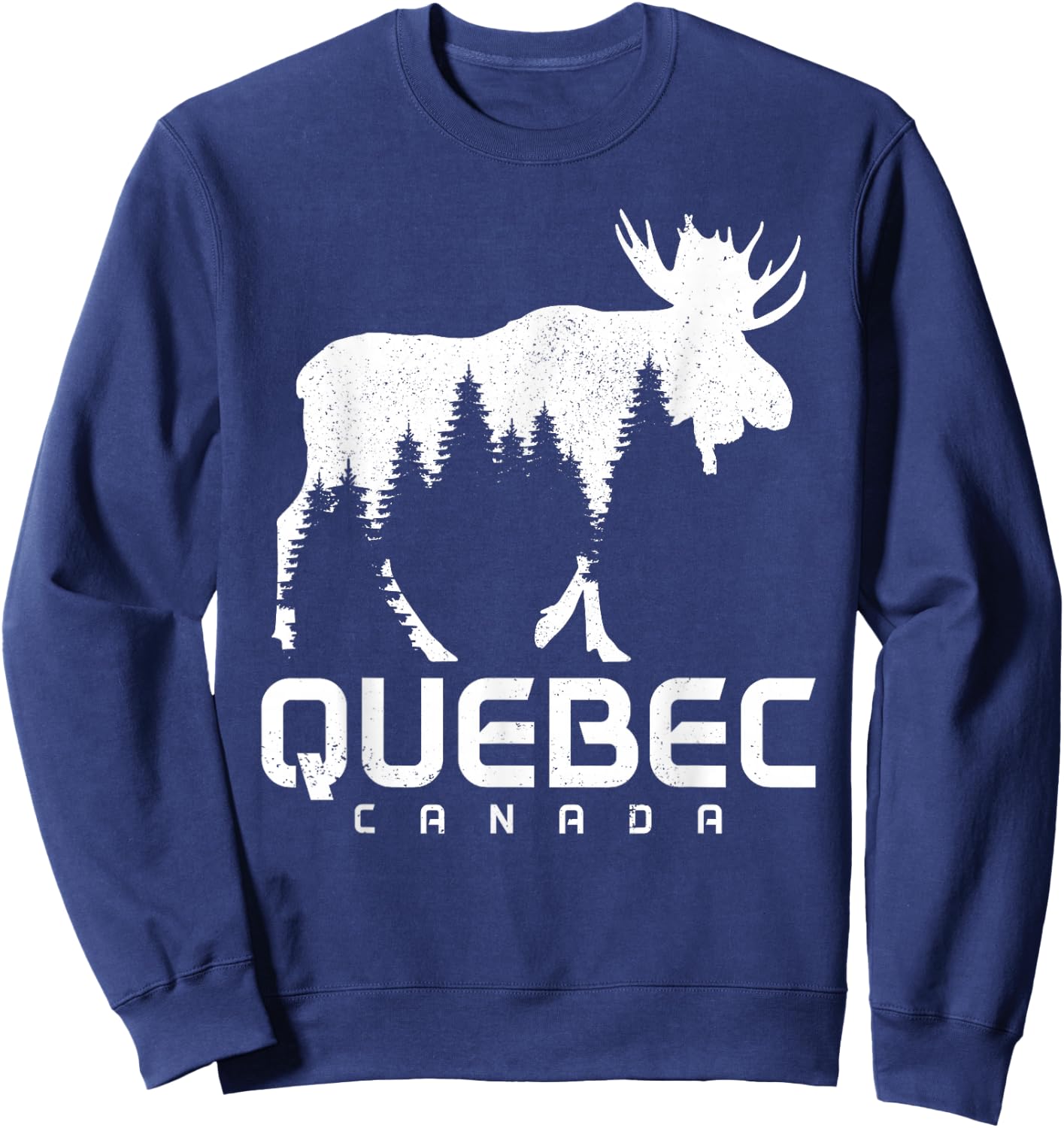 Quebec Canada Montreal Vintage Pride Souvenir Moose Nature Sweatshirt - Sweatshirt | Navy