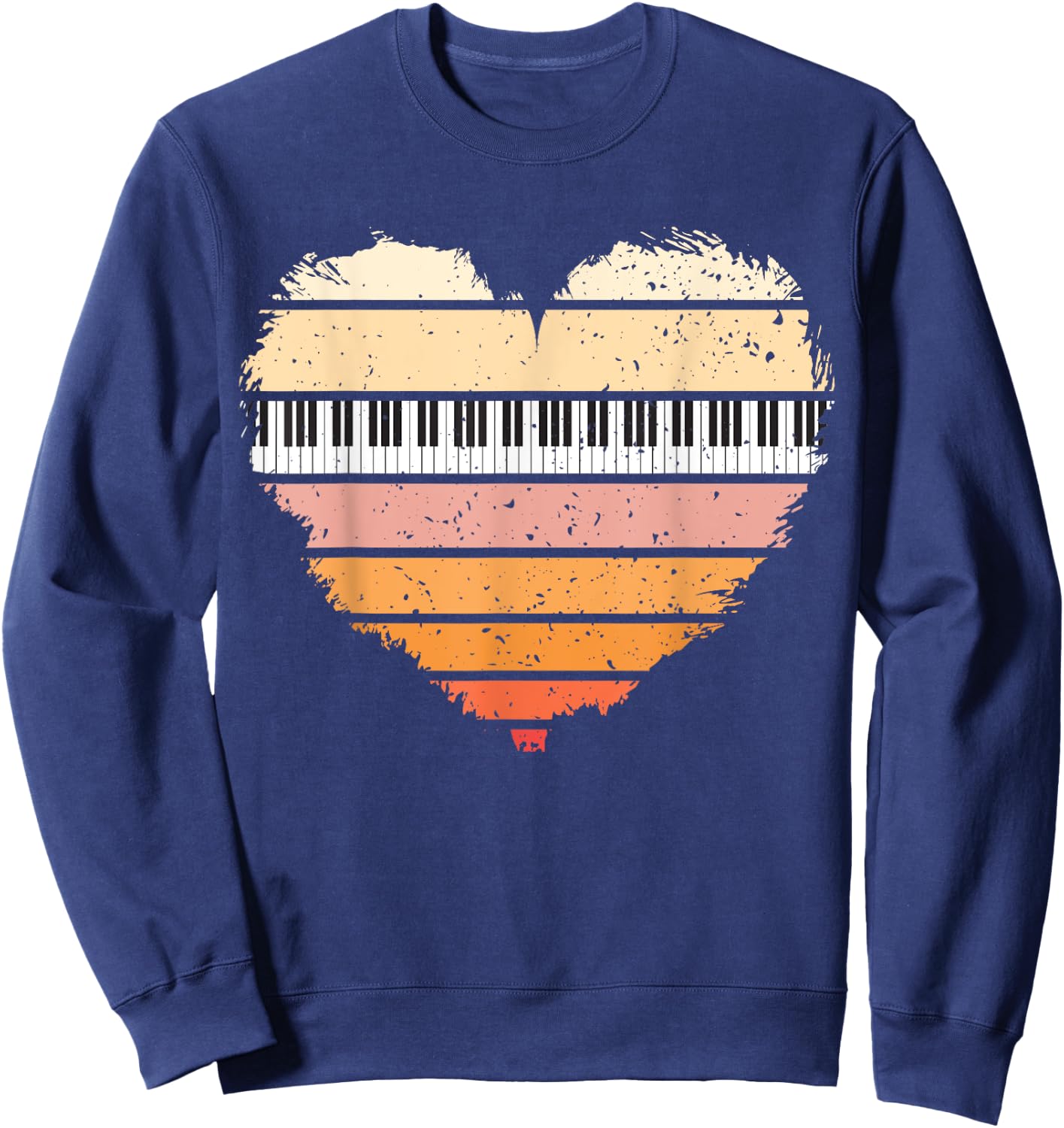 Piano Lover Pianist Piano Player Retro Sunset Heart Musician Sweatshirt - Sweatshirt | Navy
