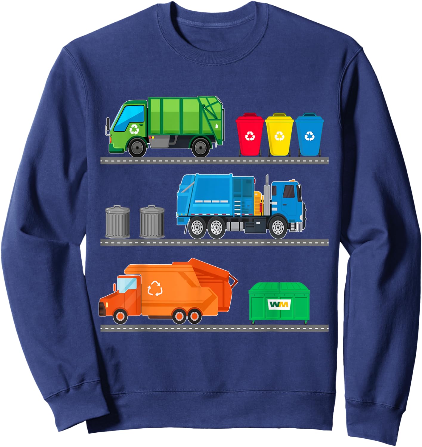 Garbage Truck Recycle Bins Junk Dumpster Rubbish Lorry Toy Sweatshirt - Sweatshirt | Navy