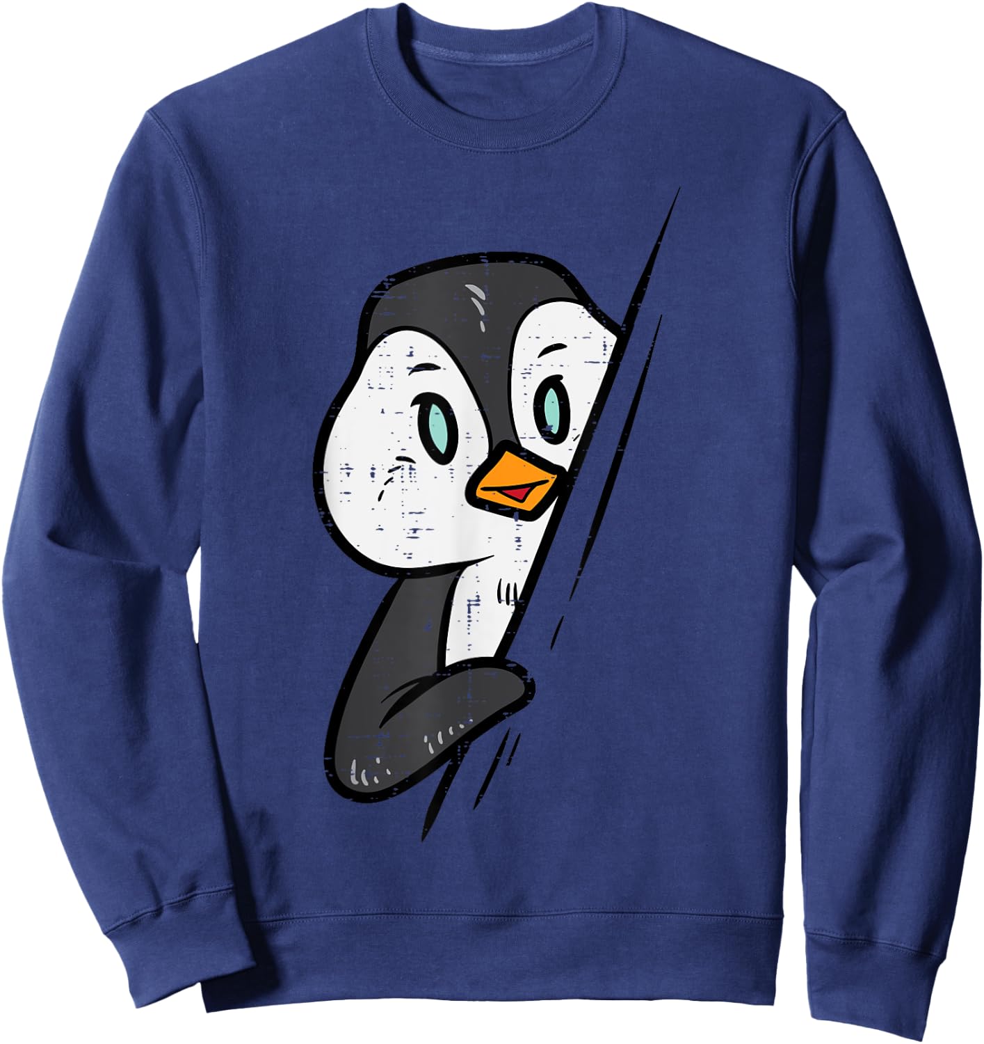 Emperor Penguin Hiding Peeking Cute Women Boys Girls Kid Men Sweatshirt - Sweatshirt | Navy