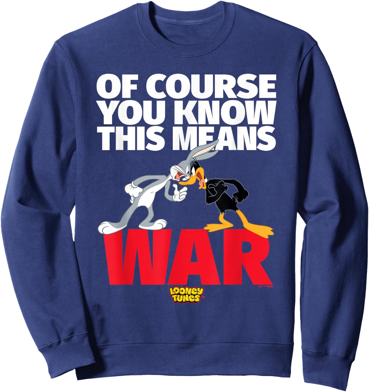 Looney Tunes Bugs Daffy This Means War Sweatshirt - Sweatshirt | Navy