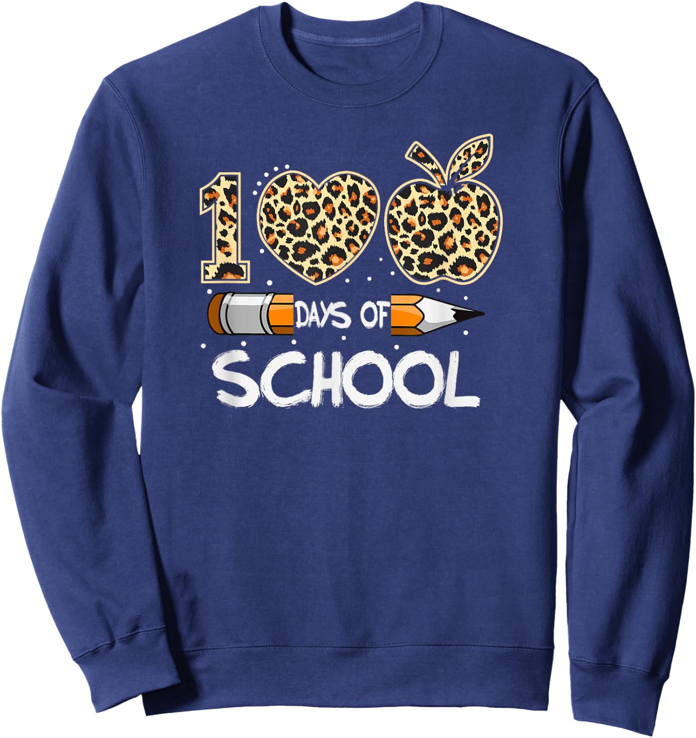 100 Days of School 100th Day Animal print cheetah Sweatshirt - Sweatshirt | Navy