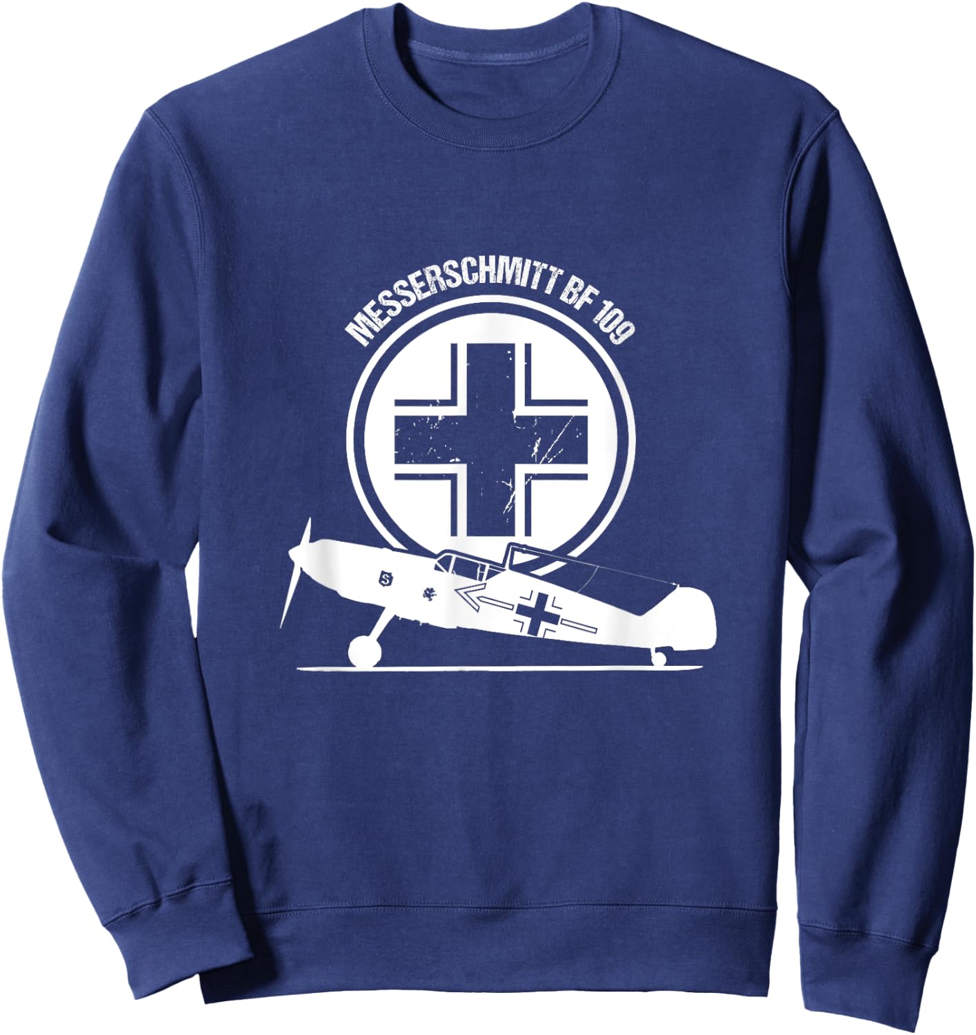 Vintage Luftwaffe Messerschmitt BF Pilot Gift Warbird ME 109 Sweatshirt - Sweatshirt | Navy
