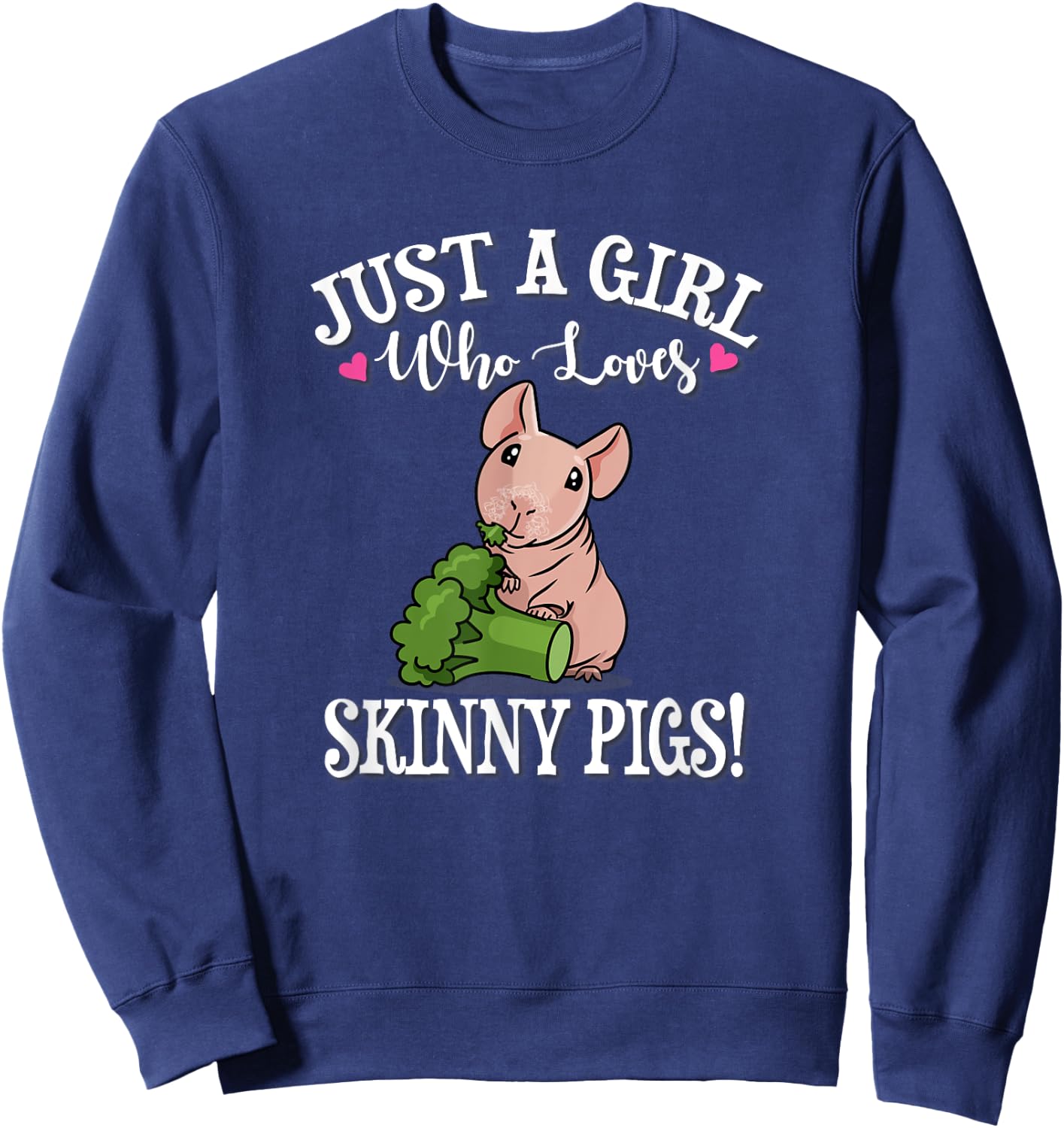 Kids Funny Girl Who Loves Hairless Guinea Pig Mom Lover Sweatshirt - Sweatshirt | Navy