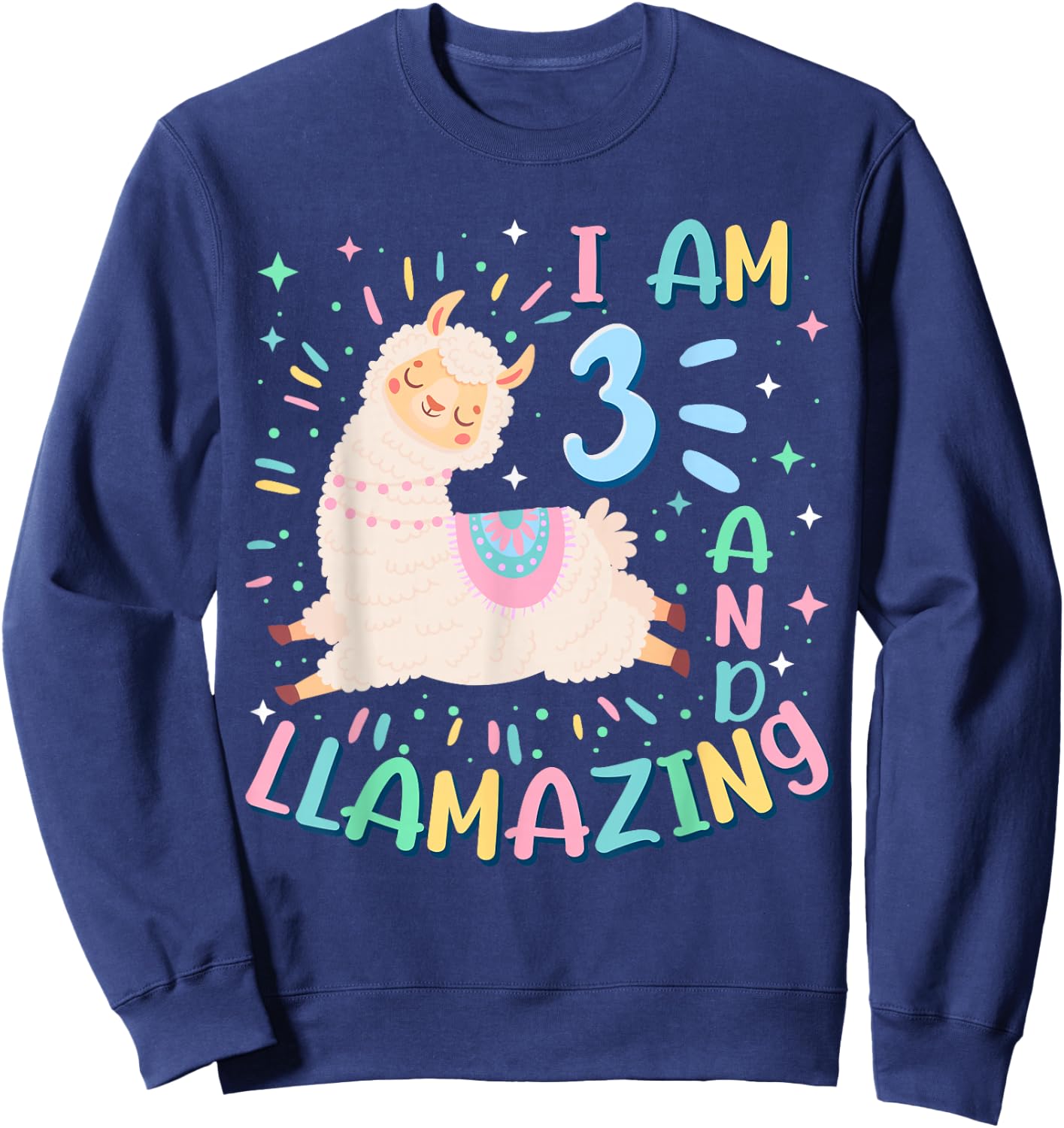 3rd Birthday I Am 3 Years Old And Llamazing Llama Girl Teens Sweatshirt - Sweatshirt | Navy