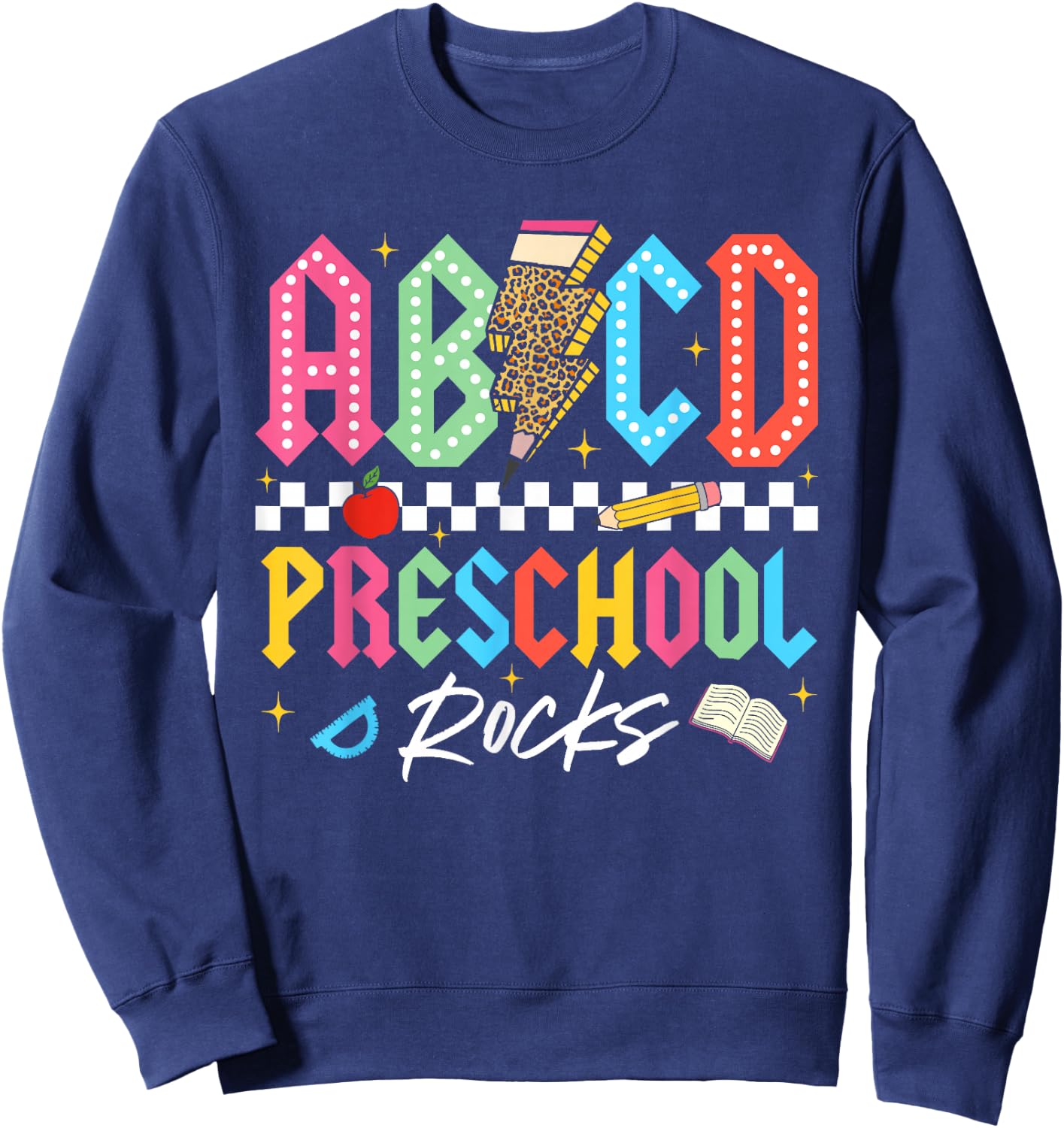 ABCD Preschool Rocks Pencil Lightning Teachers Rock Boys Sweatshirt - Sweatshirt | Navy