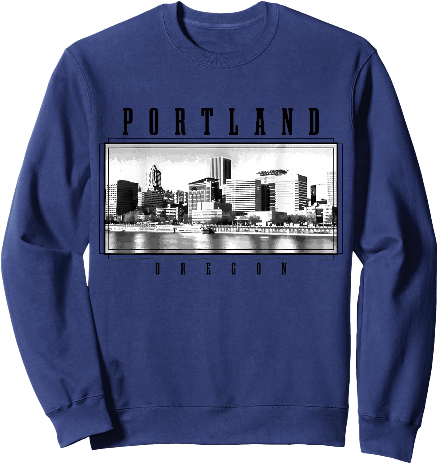 Portland Oregon Vintage Skyline USA America Souvenir Sweatshirt - Sweatshirt | Navy