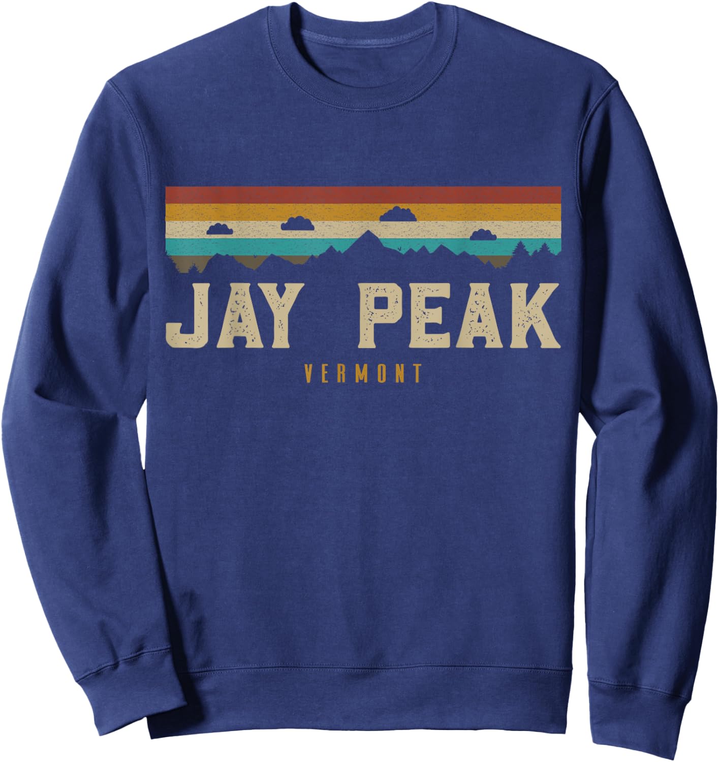 Jay Peak Vintage Mountains Hiking Camping Vermont Retro Sweatshirt - Sweatshirt | Navy