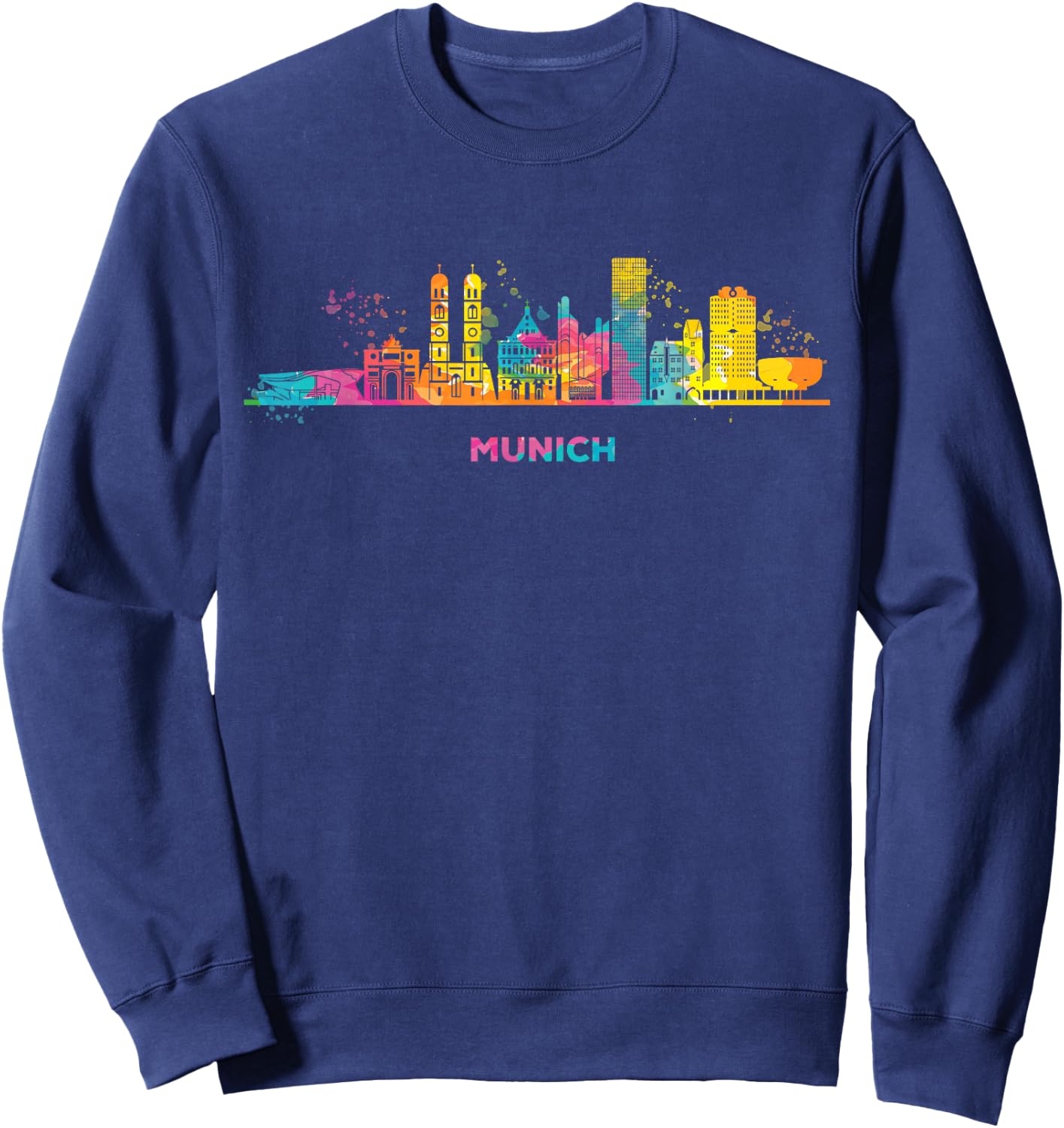 Munich Skyline Colourful Frauenkirche Cityscape Munich , black Sweatshirt - Sweatshirt | Navy