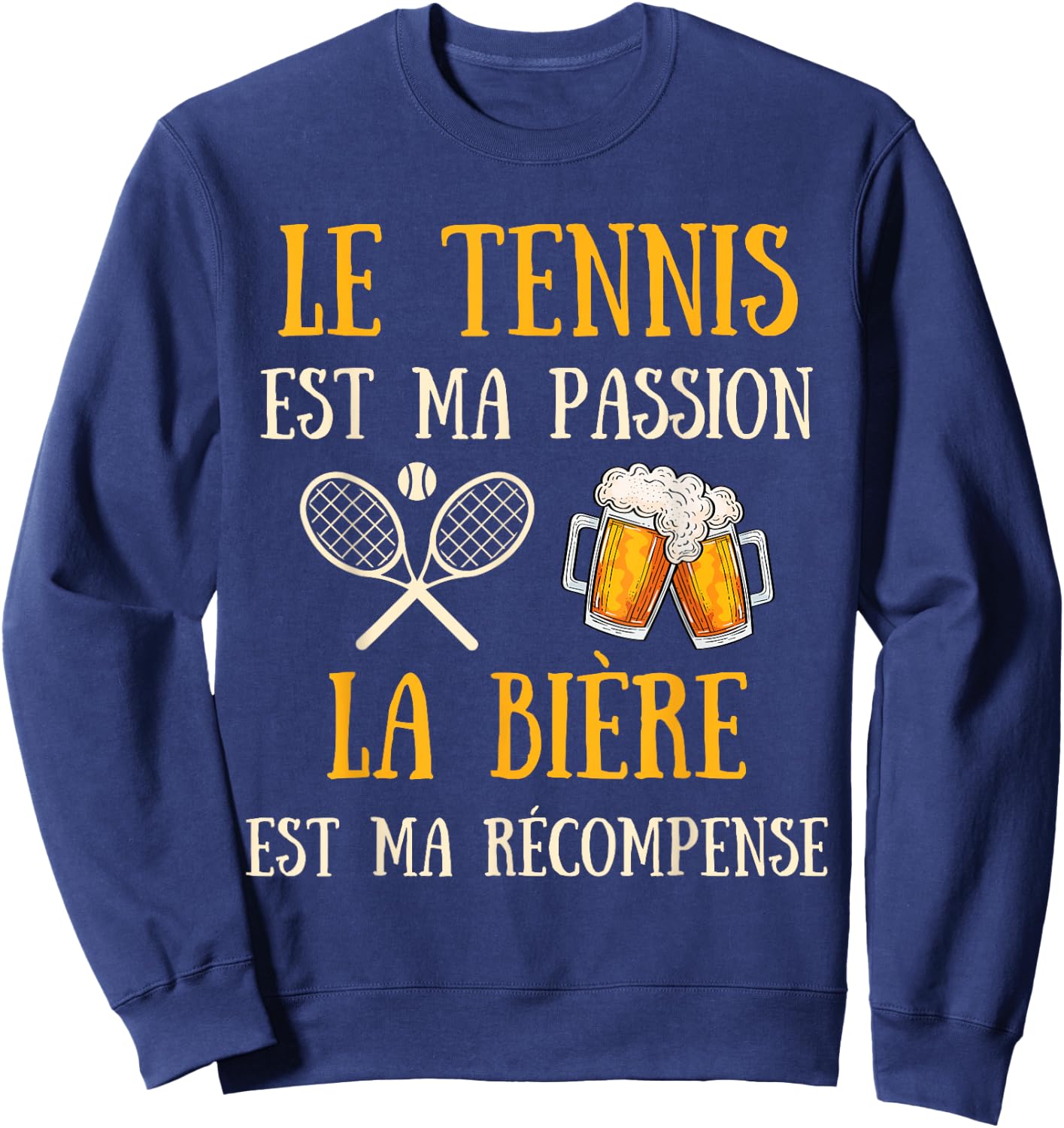 Men's Tennis Humour Tennisman Gift Humorous Beer , Black, S Sweatshirt - Sweatshirt | Navy