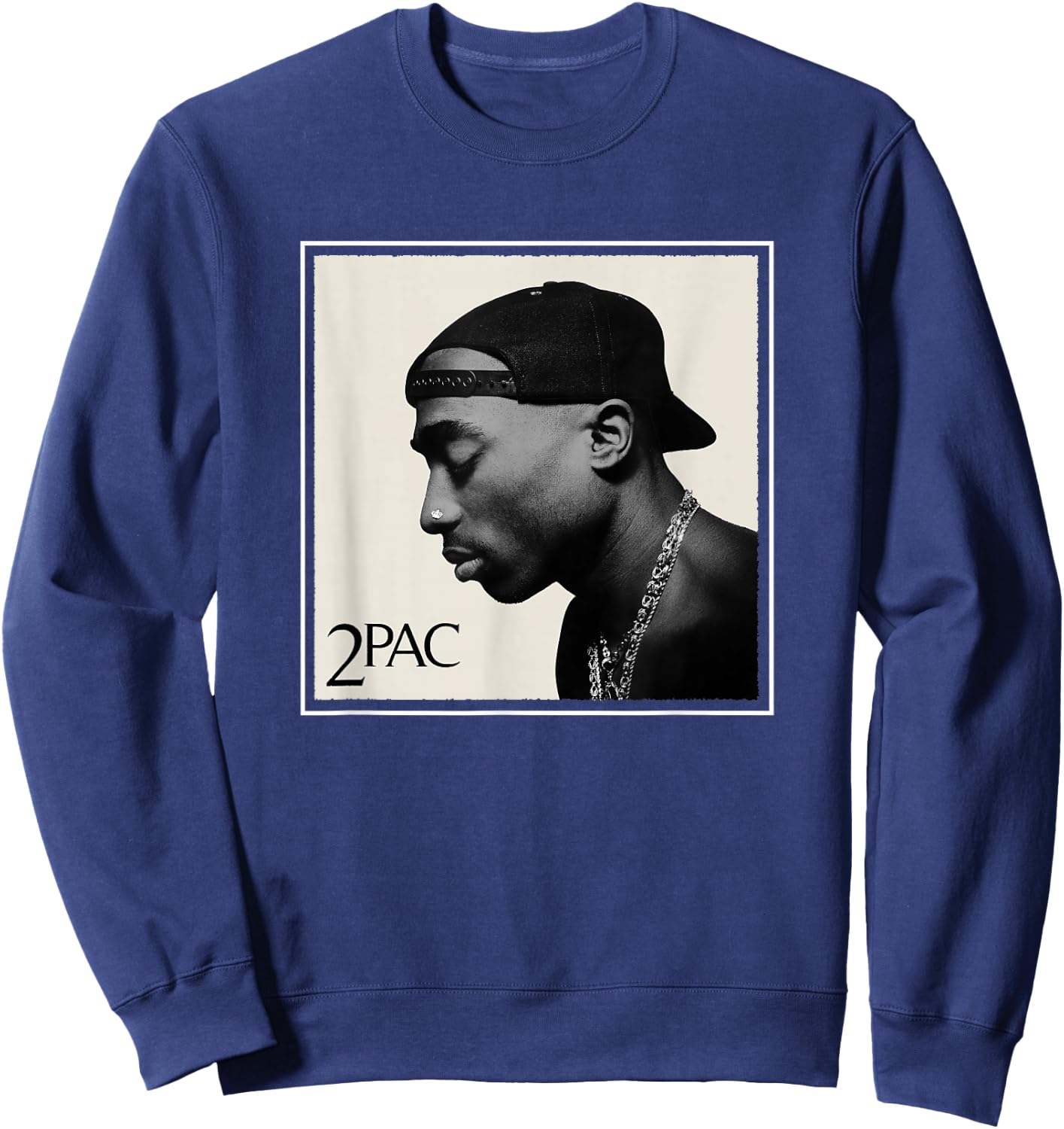 Official Tupac Shakur Photo , gray Sweatshirt - Sweatshirt | Navy