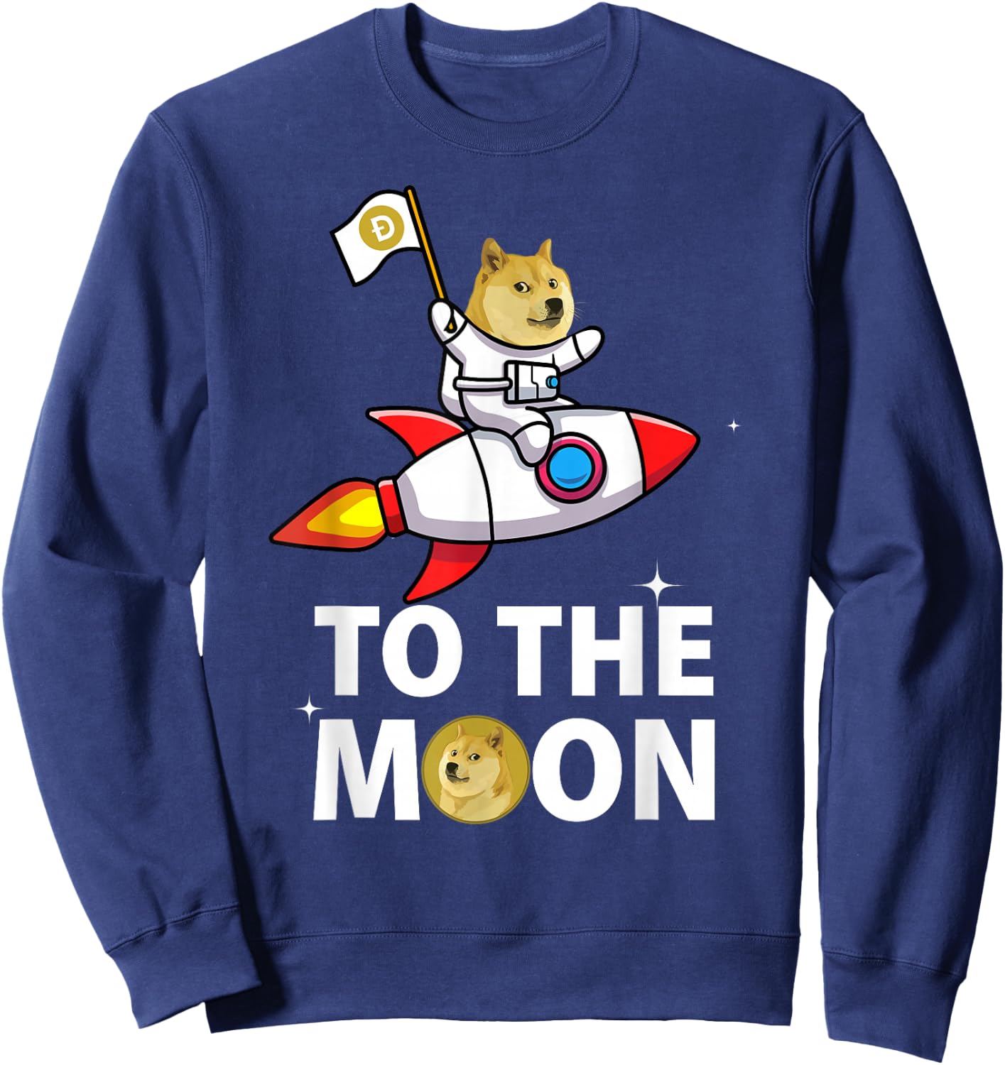 Funny Dogecoin to the Moon , Space Suite DOGE Coin Sweatshirt - Sweatshirt | Navy