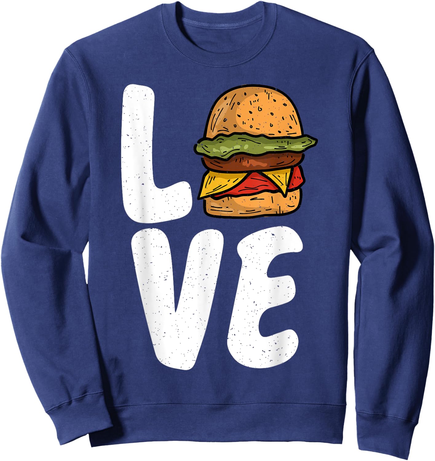 Hamburger Cheeseburger Love Fast Food Sweatshirt - Sweatshirt | Navy
