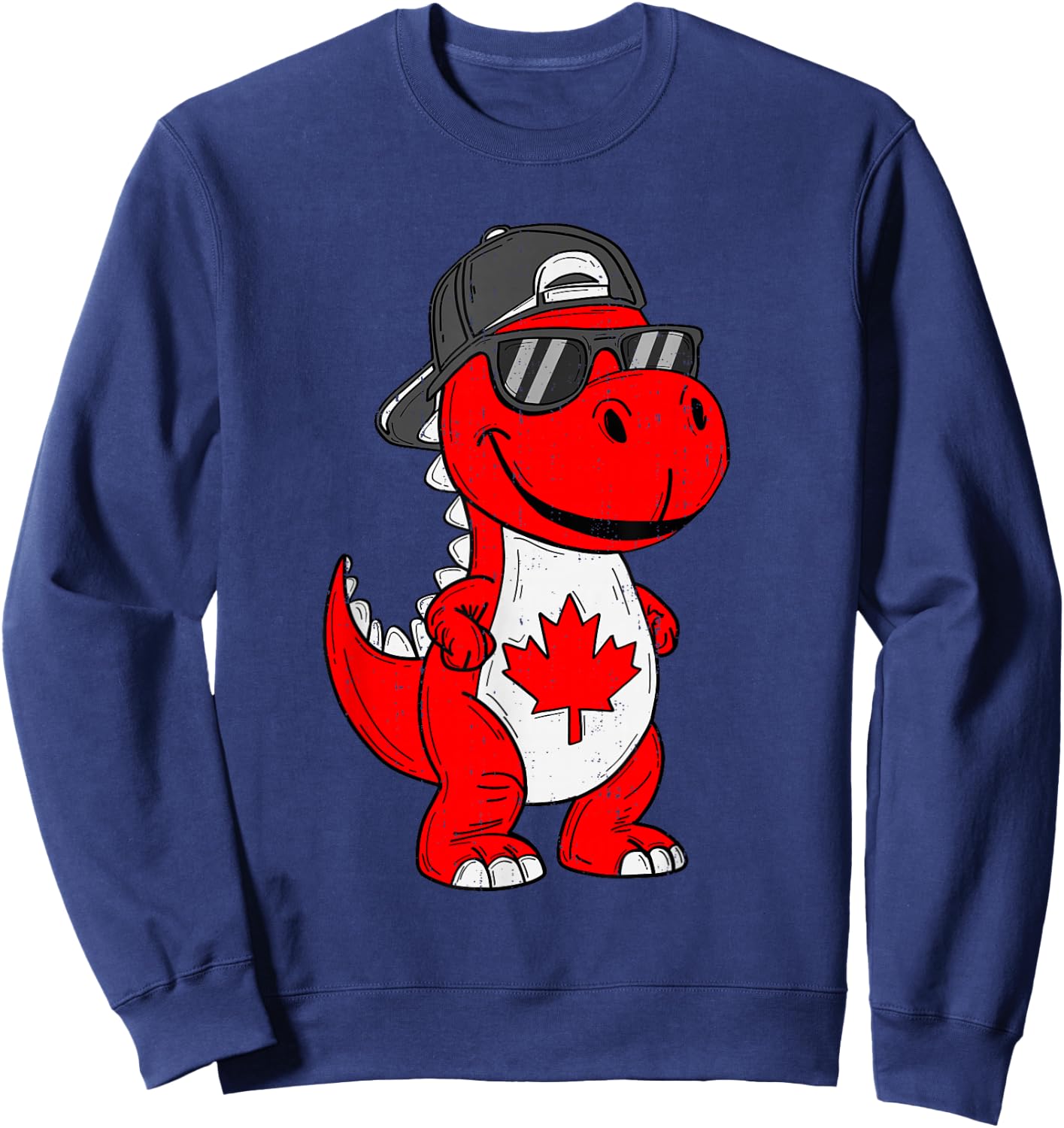 Canadian Dinosaur Trex Maple Leaf Canada Boy Kids Toddler Sweatshirt - Sweatshirt | Navy
