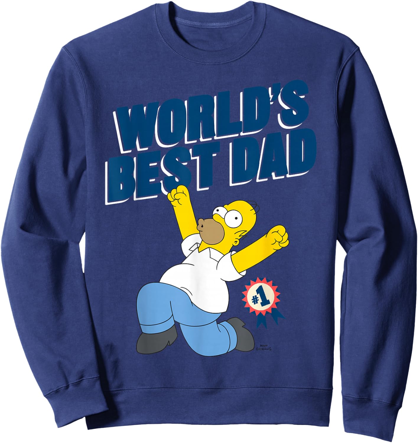 The Simpsons Father's Day World's Best Dad #1 Happy Homer Sweatshirt - Sweatshirt | Navy