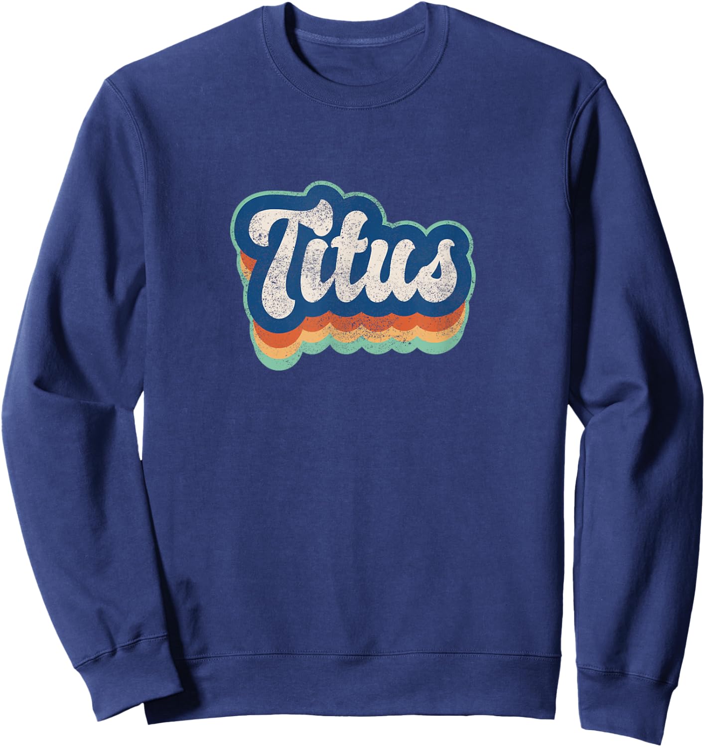 Titus Vorname Junge Vintage Stil 70er 80er Jahre Personalisiert Sweatshirt - Sweatshirt | Navy