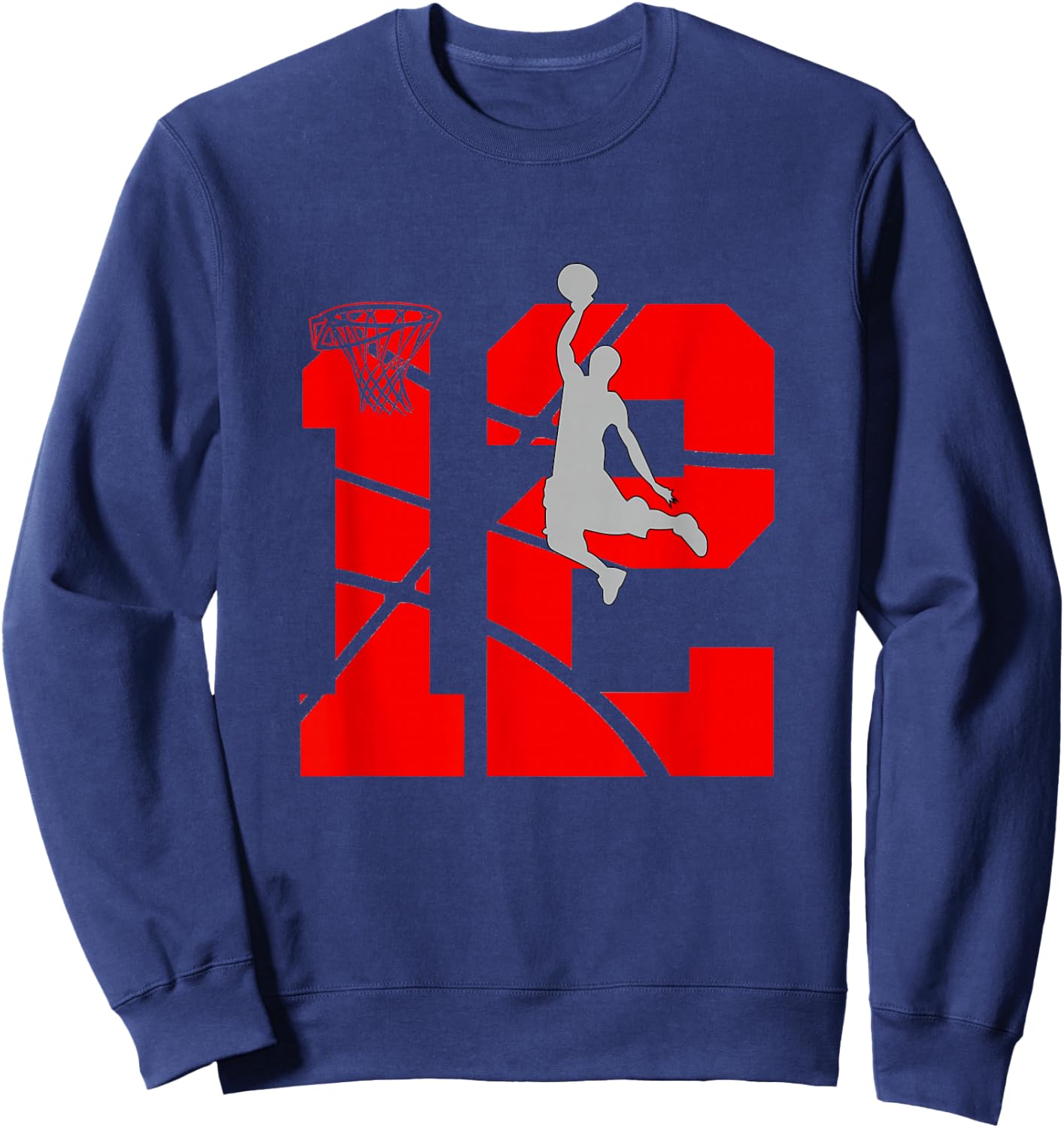 12 Year Old 12th Basketball Birthday PartyTheme Boys Girls Sweatshirt - Sweatshirt | Navy