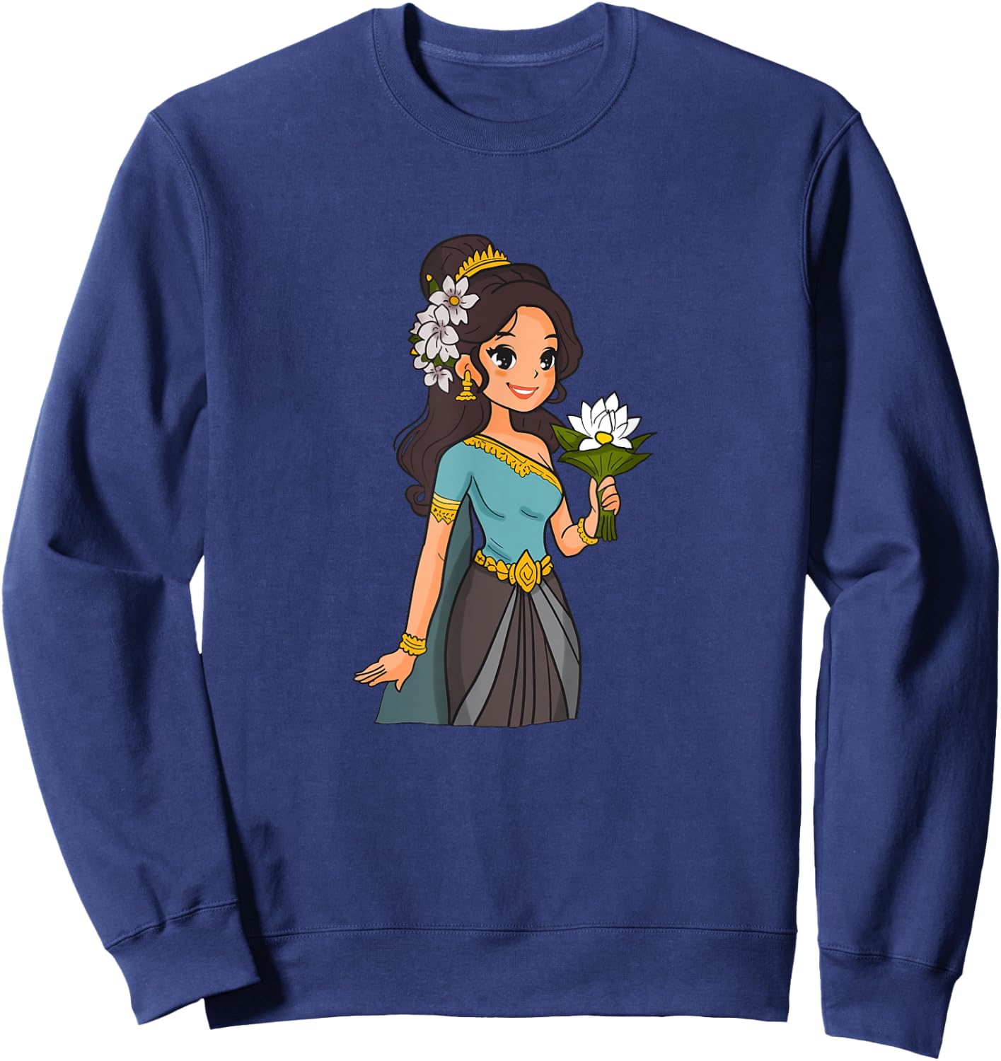 Cambodia Cambodian Woman Khmer Girl Apsara Sweatshirt - Sweatshirt | Navy