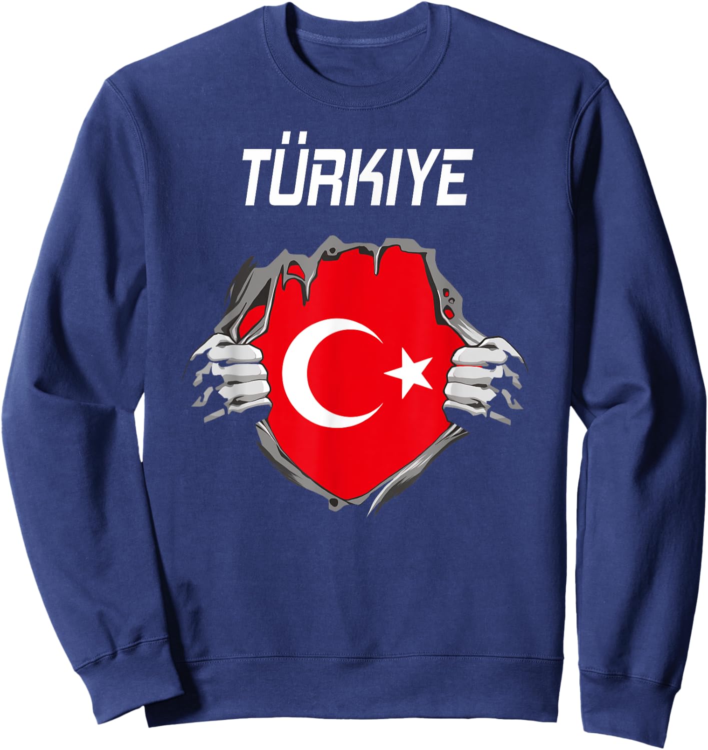 Turkish Flag Fan Turkey , Black, S Sweatshirt - Sweatshirt | Navy