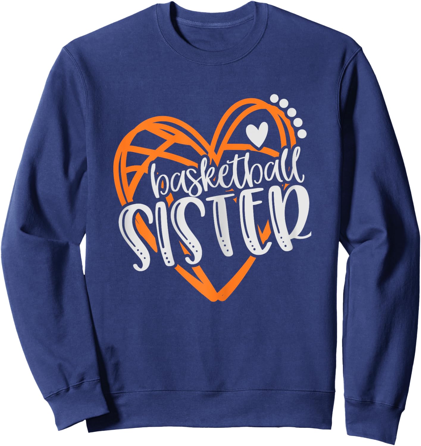 Girls Basketball Sister Heart Distressed Sweatshirt - Sweatshirt | Navy