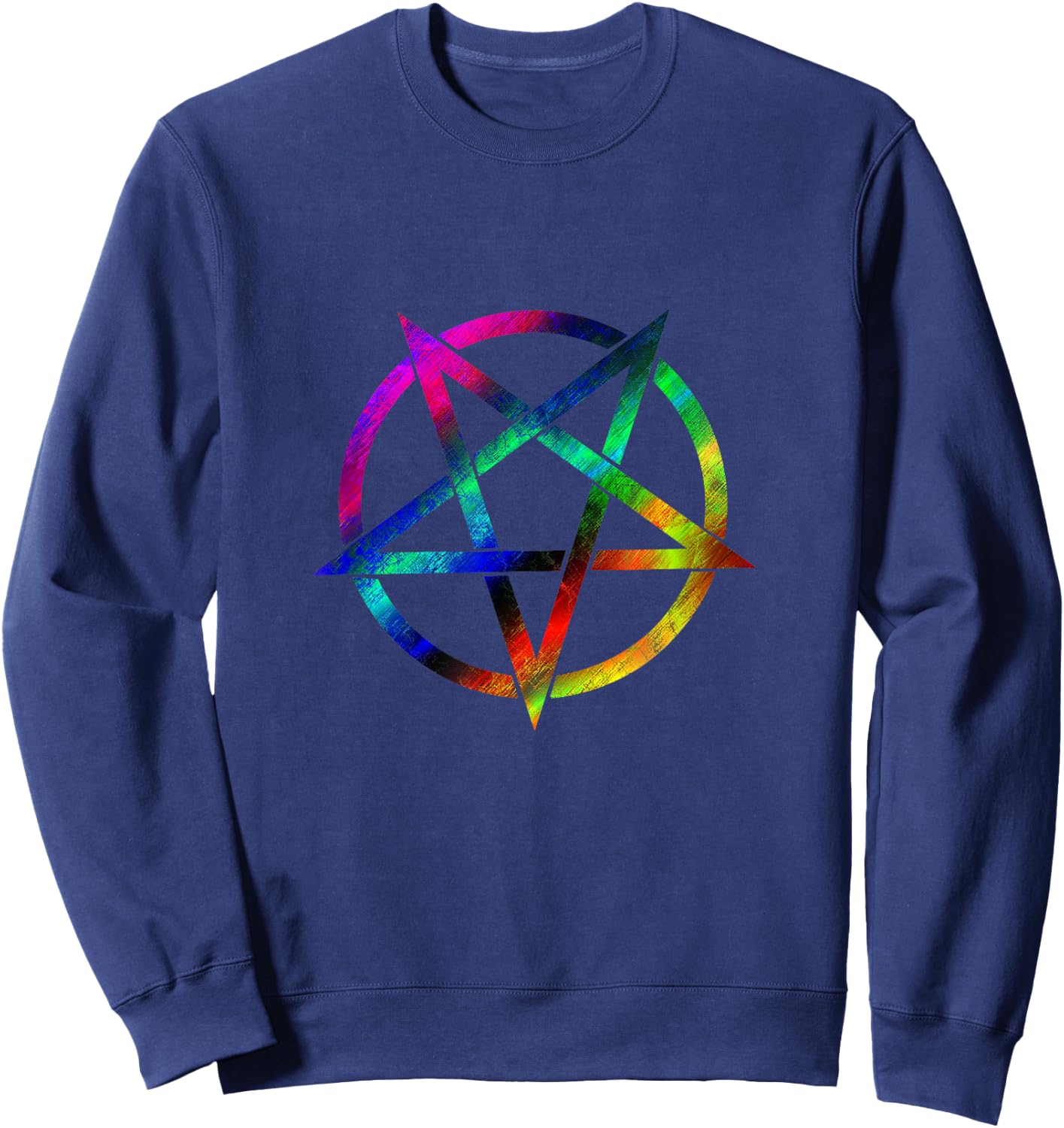 Rainbow Pentagram - Wiccan Pagan Witch Sweatshirt - Sweatshirt | Navy