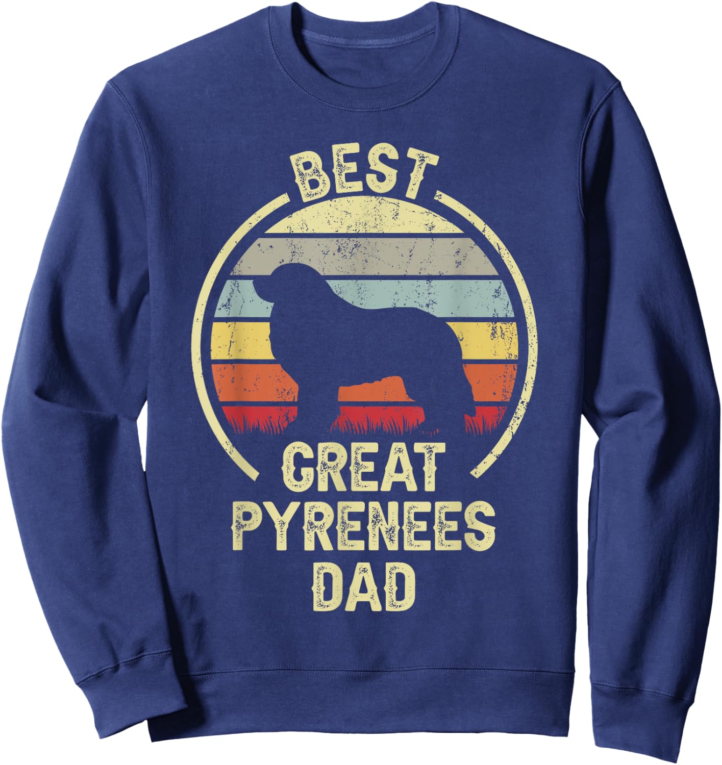 Best Dog Father Dad - Vintage Great Pyrenees Sweatshirt - Sweatshirt | Navy