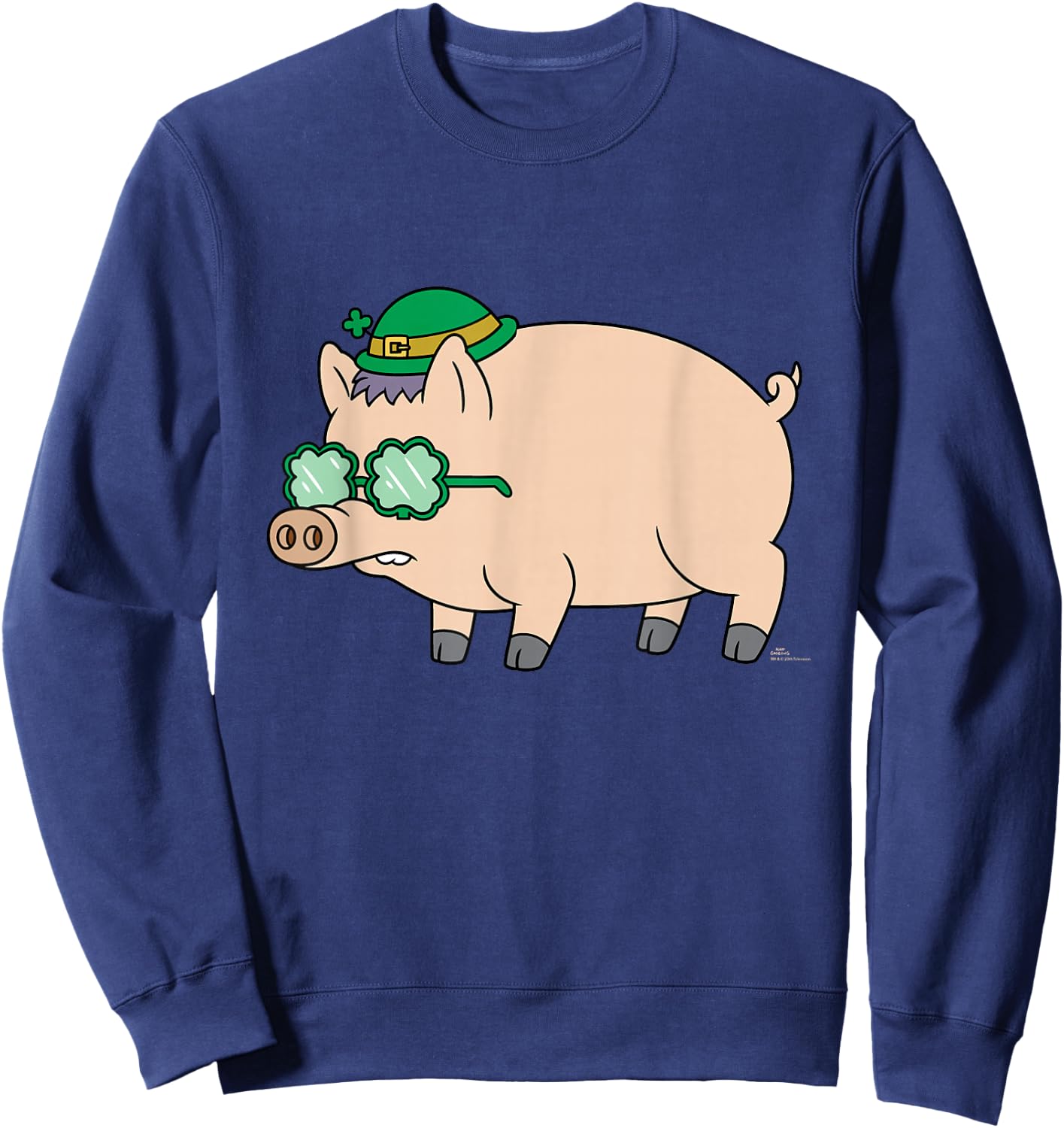 NEW The Simpsons St Patrick's Day Plopper Pig in Green Funny Sweatshirt - Sweatshirt | Navy