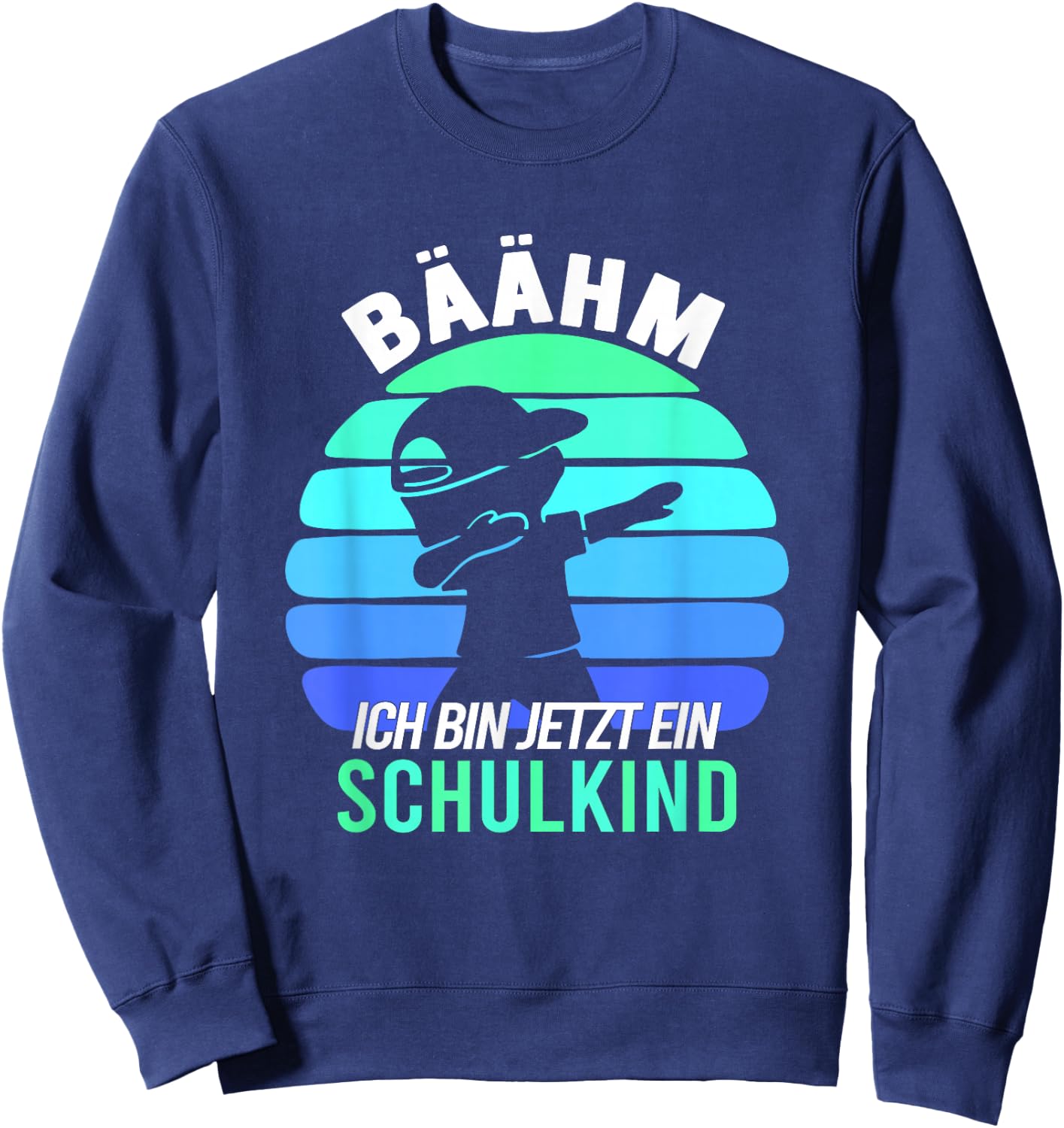 Children's with German Text "Bäähm!!! Schulkind 2025 First Day of School, black Sweatshirt - Sweatshirt | Navy