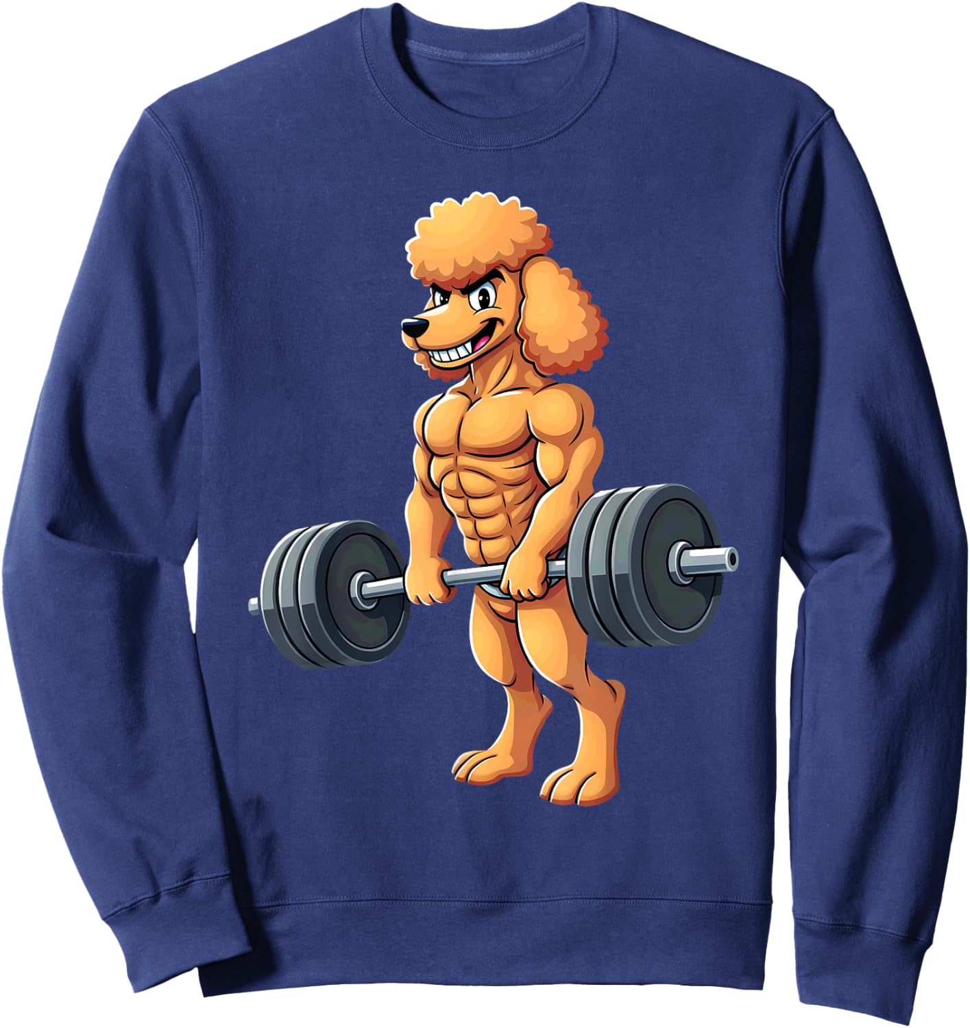 Workout Gym Poodle Dog Deadlift Weightlifting Sweatshirt - Sweatshirt | Navy